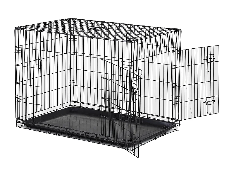 Cage caisse de transport pliante pour chien en métal noir 91 x 61 x 67 cm