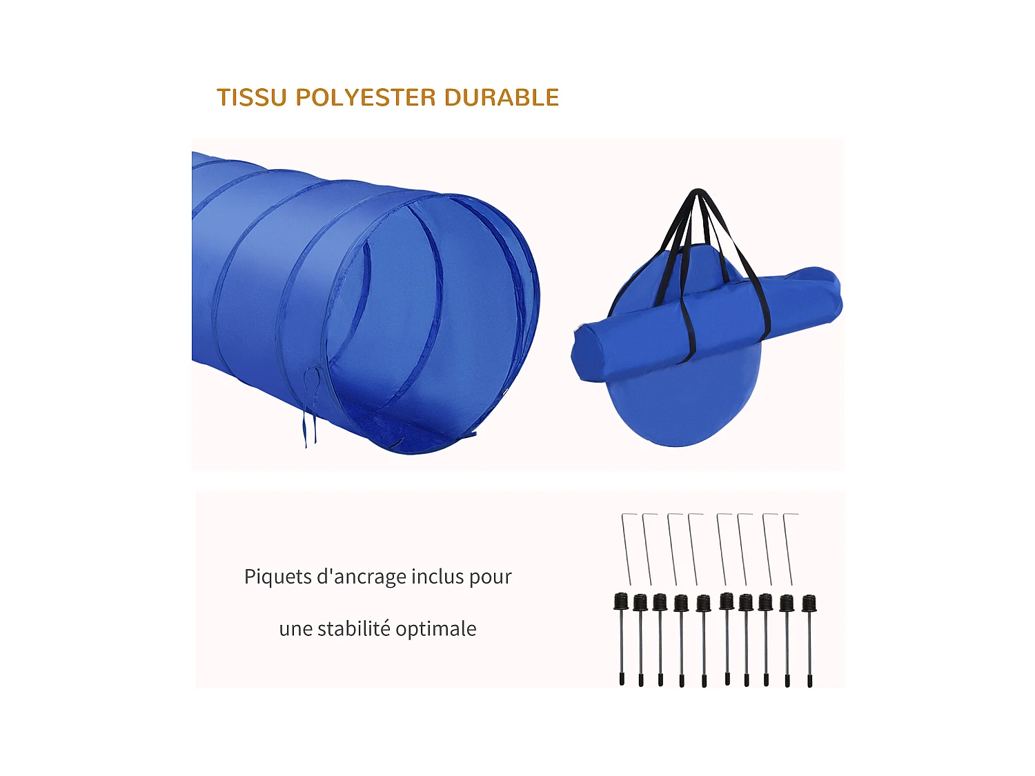 Agility sport pour chiens équipement complet obstacle, tunnel, slalom, zone repos + sac de transport bleu jaune