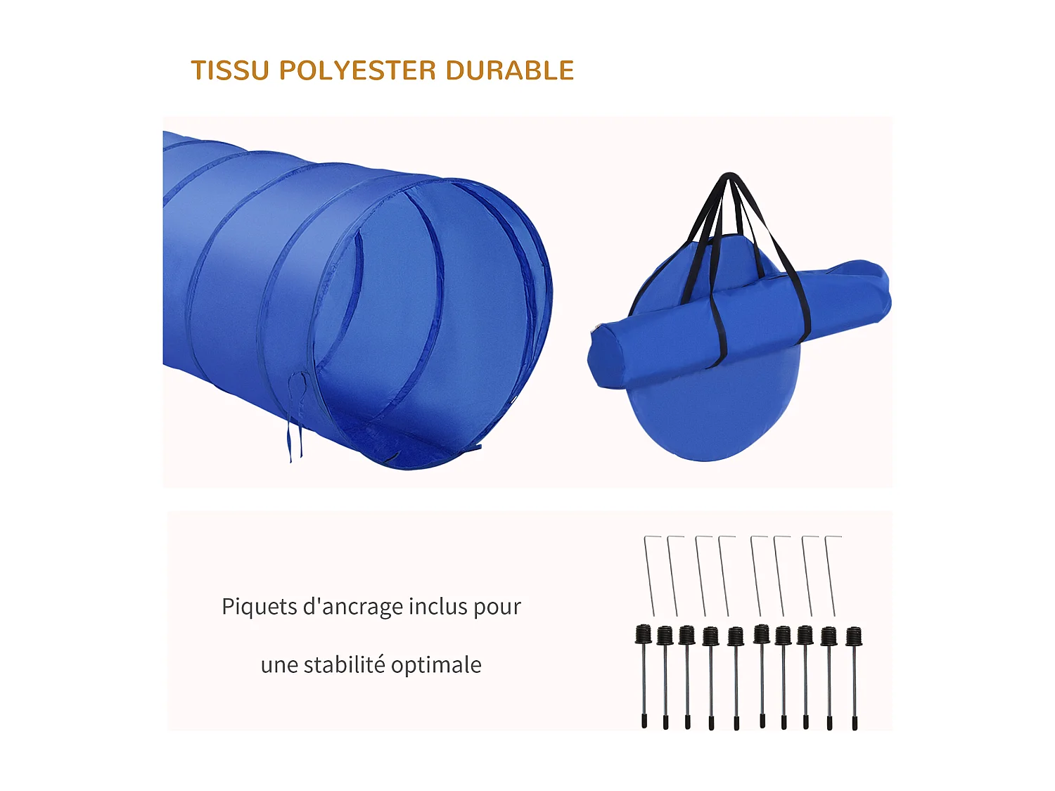 Agility sport pour chiens équipement complet obstacle, tunnel, slalom, zone repos + sac de transport bleu jaune