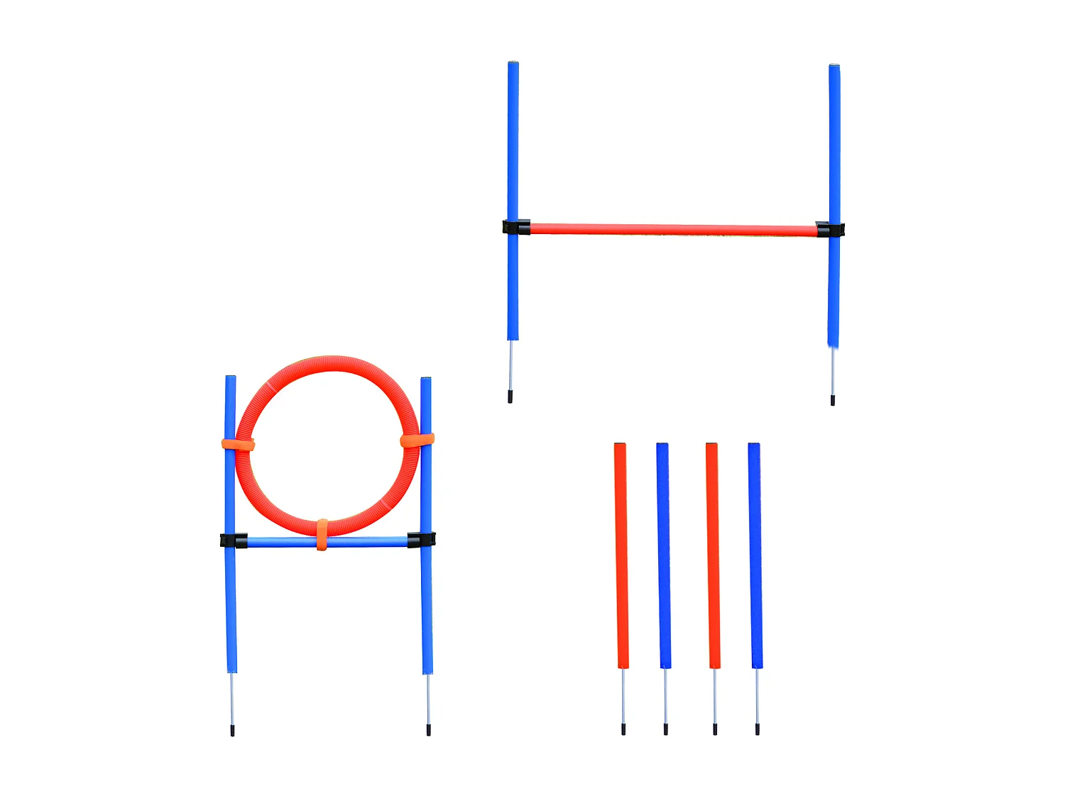 Agility sport pour chiens équipement complet obstacles et entrainement 11 pièces avec sac de transport acier rouge et bleu