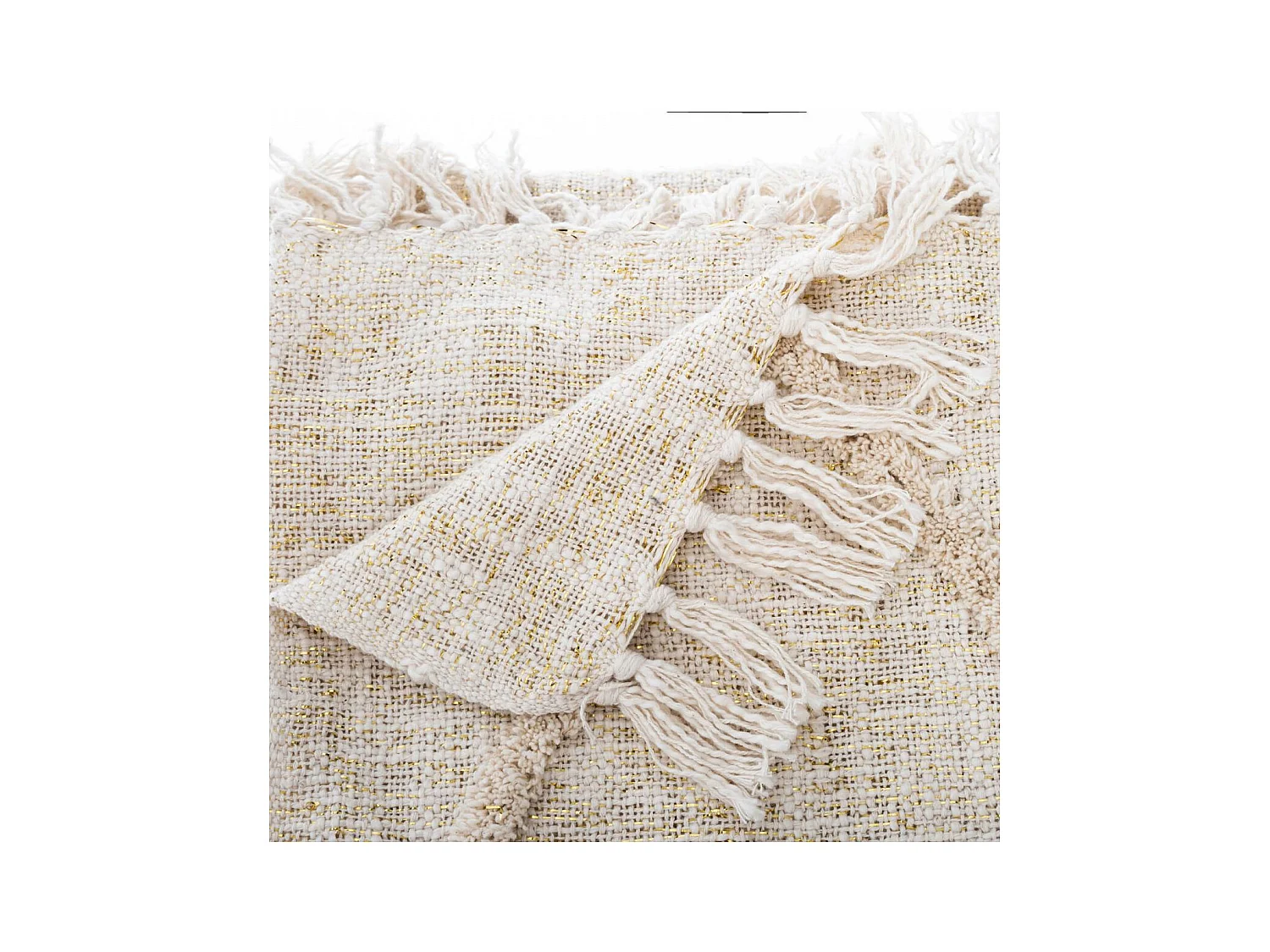 Jeté de Lit en Coton et Lurex Beige tufté brillant 130 x 180 cm