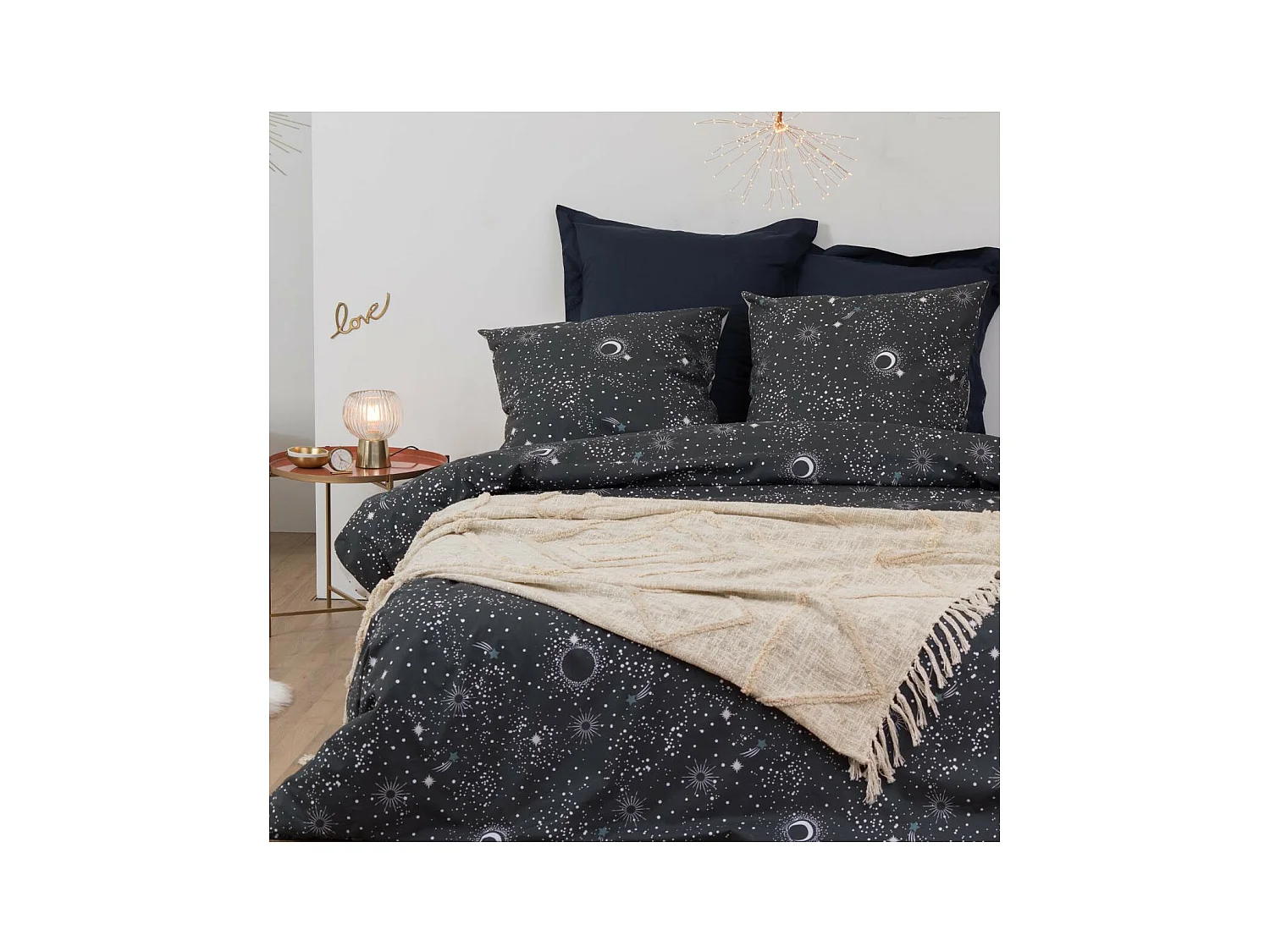 Jeté de Lit en Coton et Lurex Beige tufté brillant 130 x 180 cm