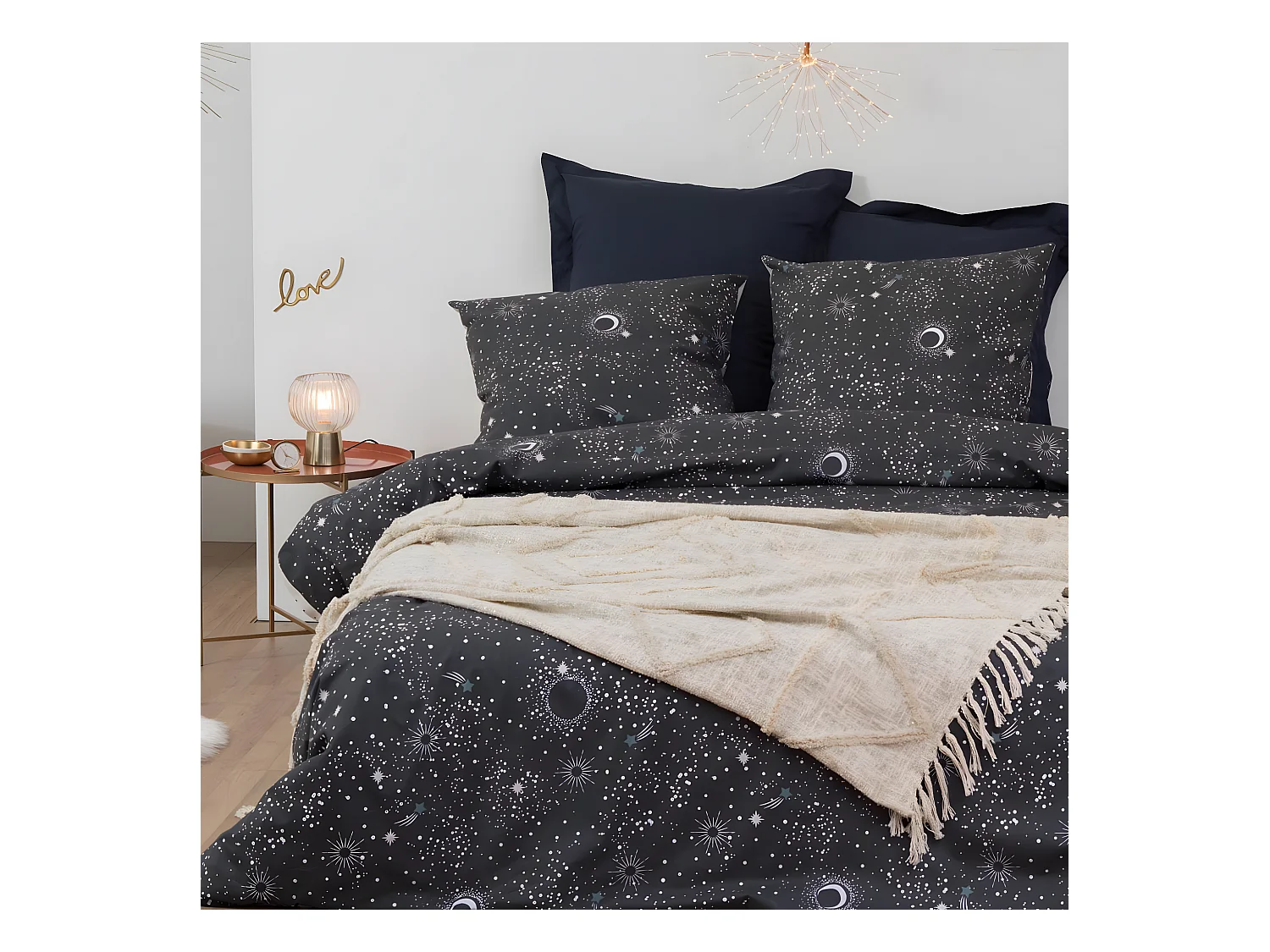 Jeté de Lit en Coton et Lurex Beige tufté brillant 130 x 180 cm