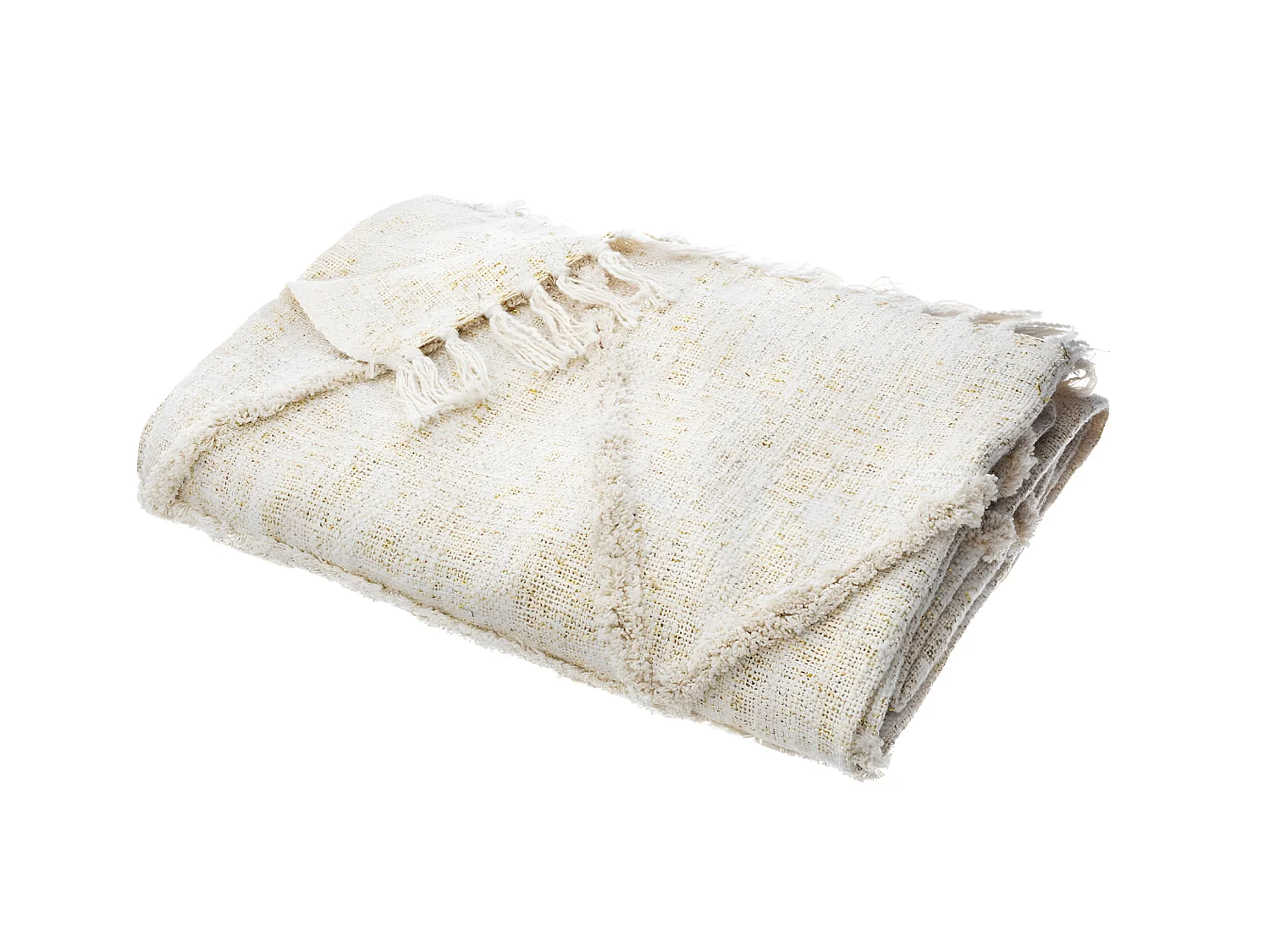 Jeté de Lit en Coton et Lurex Beige tufté brillant 130 x 180 cm