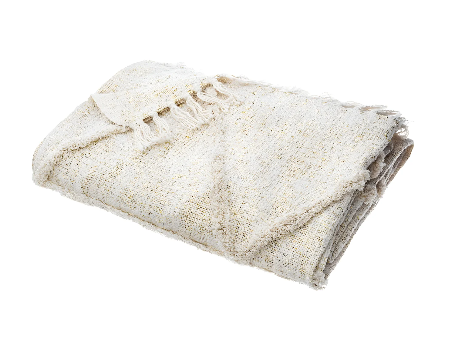 Jeté de Lit en Coton et Lurex Beige tufté brillant 130 x 180 cm