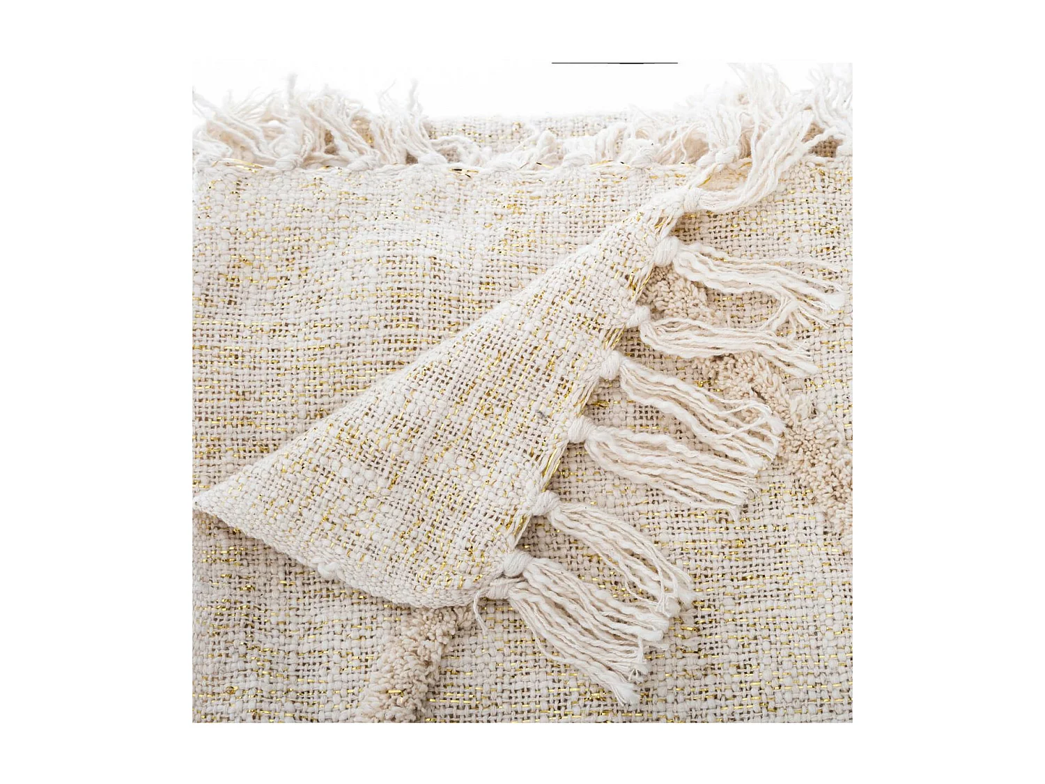 Jeté de Lit en Coton et Lurex Beige tufté brillant 130 x 180 cm