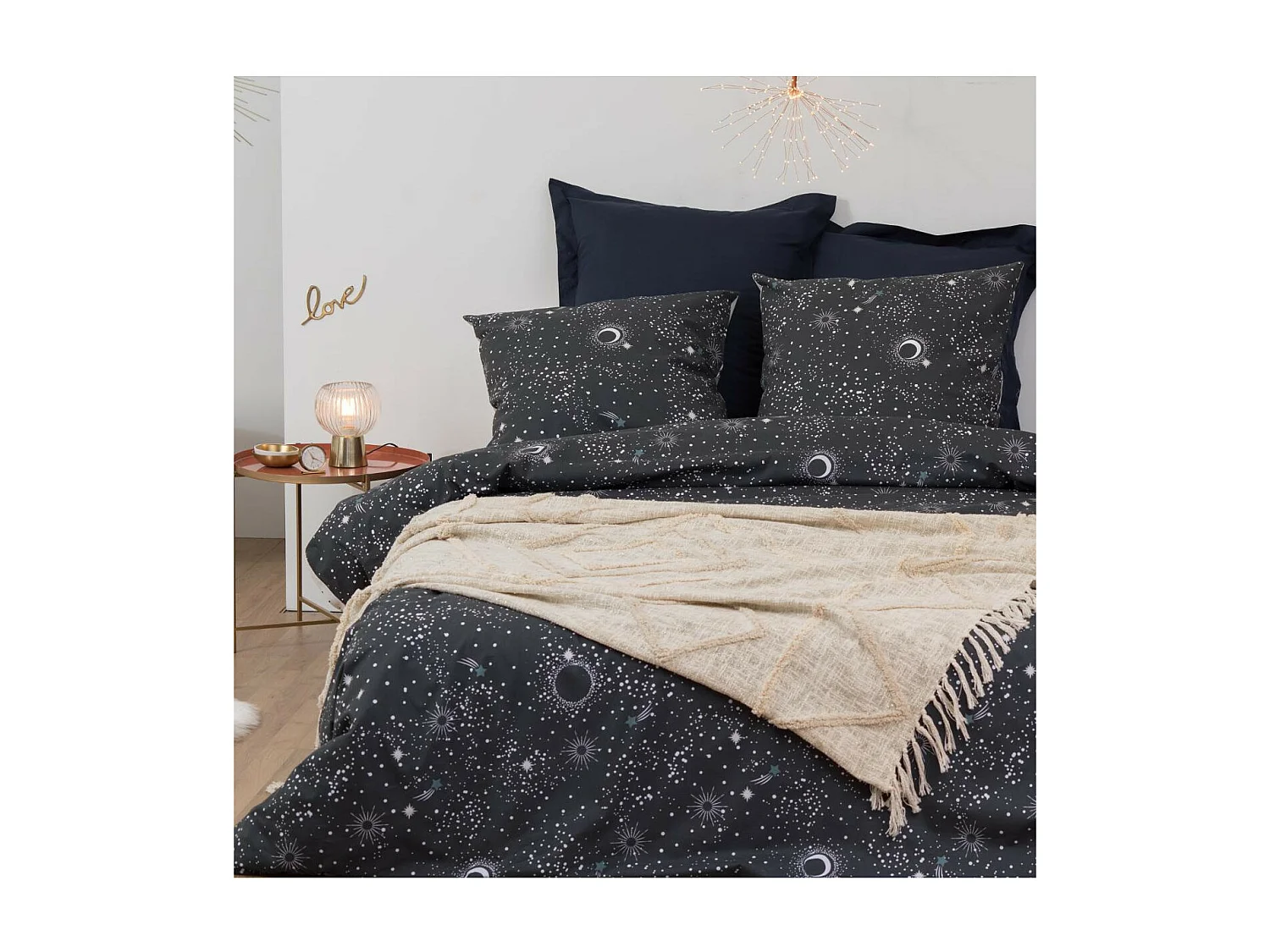 Jeté de Lit en Coton et Lurex Beige tufté brillant 130 x 180 cm