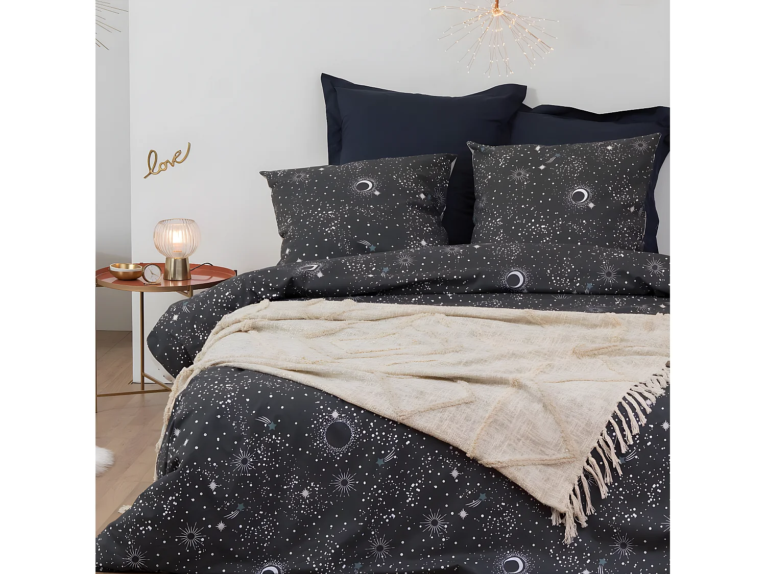 Jeté de Lit en Coton et Lurex Beige tufté brillant 130 x 180 cm