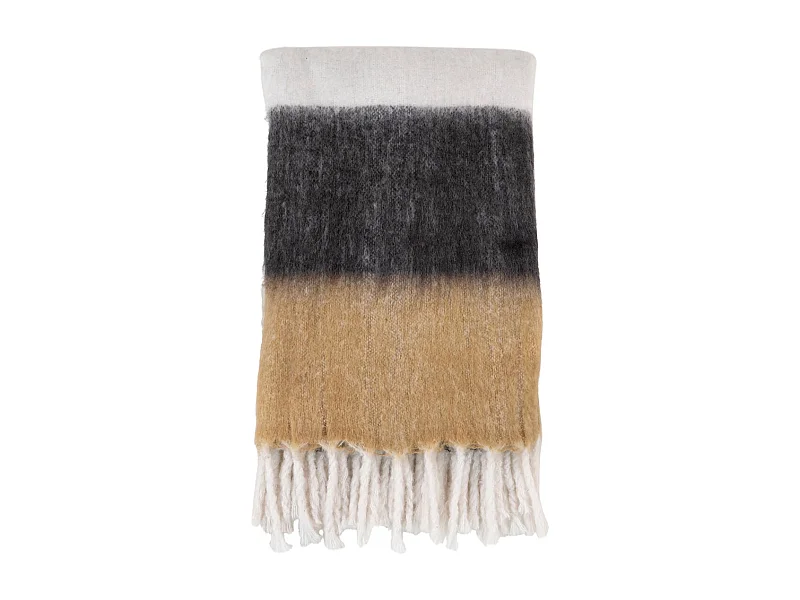 MEMET - Plaid Blanc Noir et Marron 170x130cm