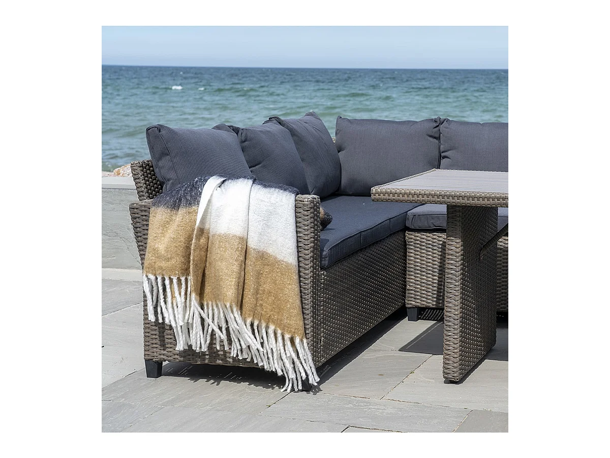 MEMET - Plaid Blanc Noir et Marron 170x130cm