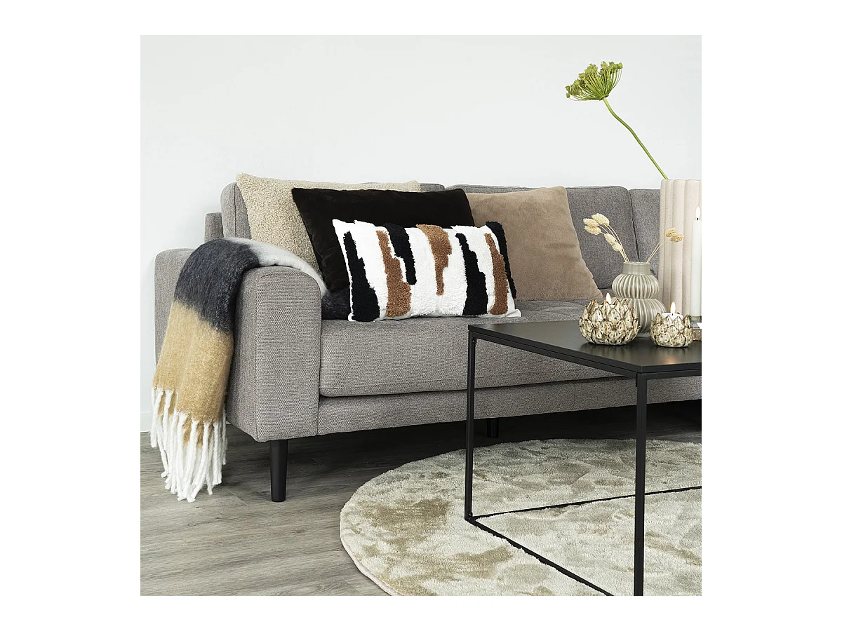 MEMET - Plaid Blanc Noir et Marron 170x130cm