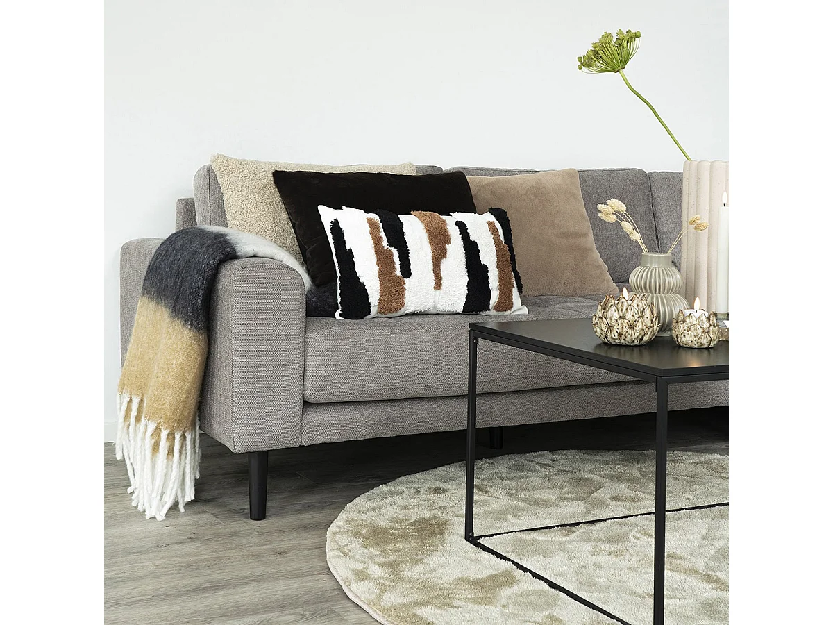 MEMET - Plaid Blanc Noir et Marron 170x130cm