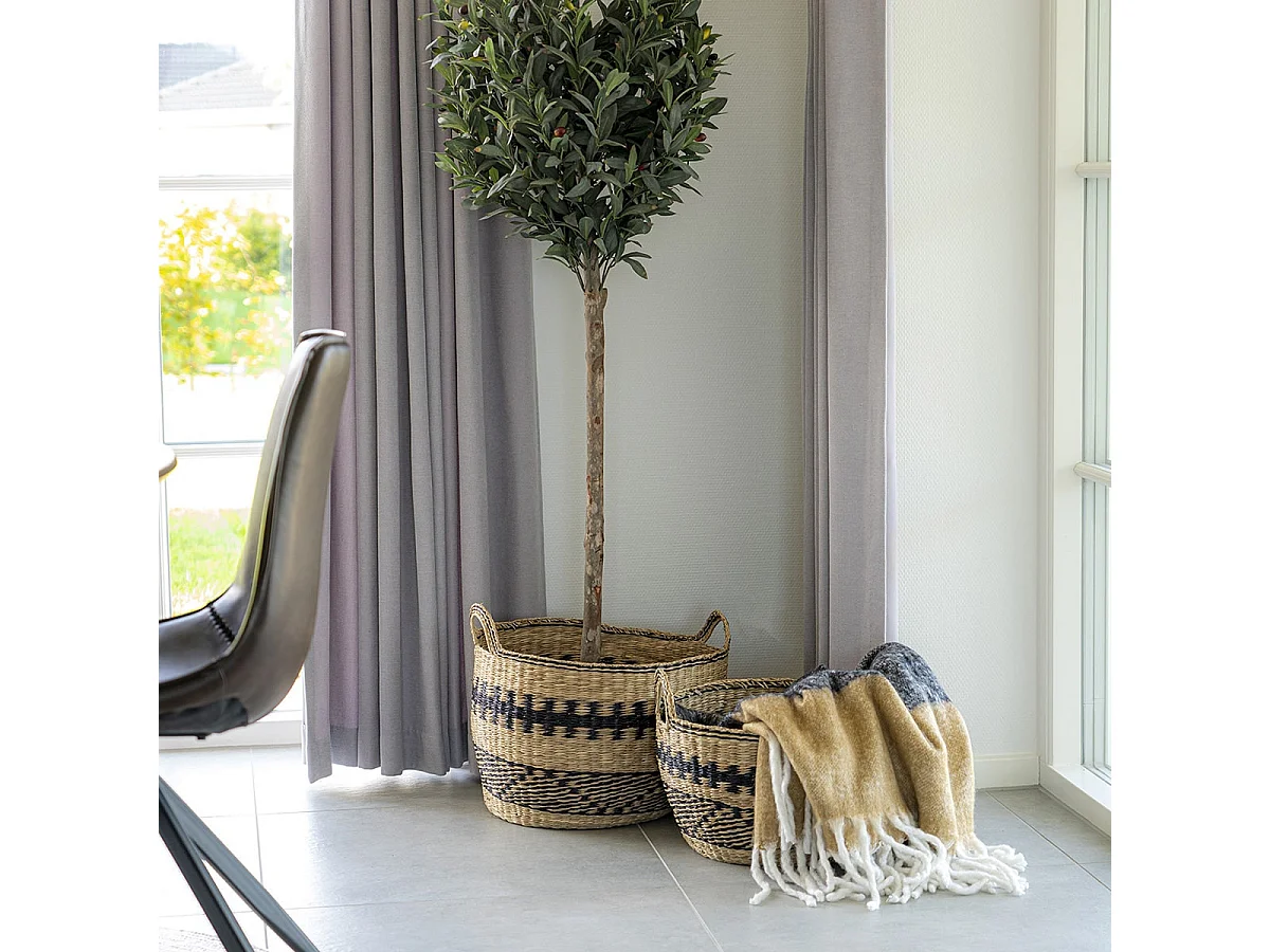 MEMET - Plaid Blanc Noir et Marron 170x130cm