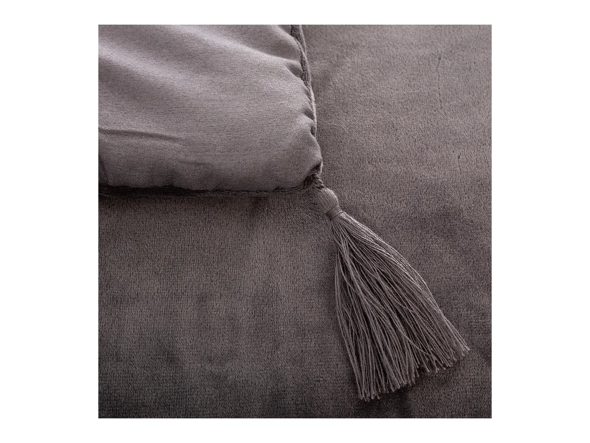 Samtdecke mit Pompons 80 x 180 cm