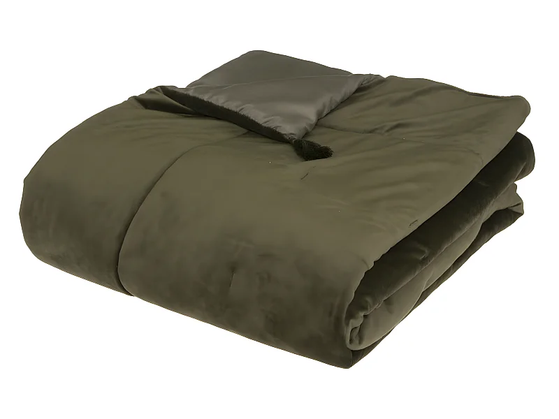 Edredon velours Sonia - 80 x 180 cm - Vert kaki