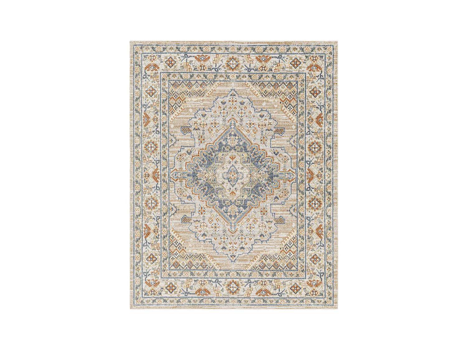 Afwasbaar Vintage Tapijt - Beige/Blauw - 160x213cm - MARION