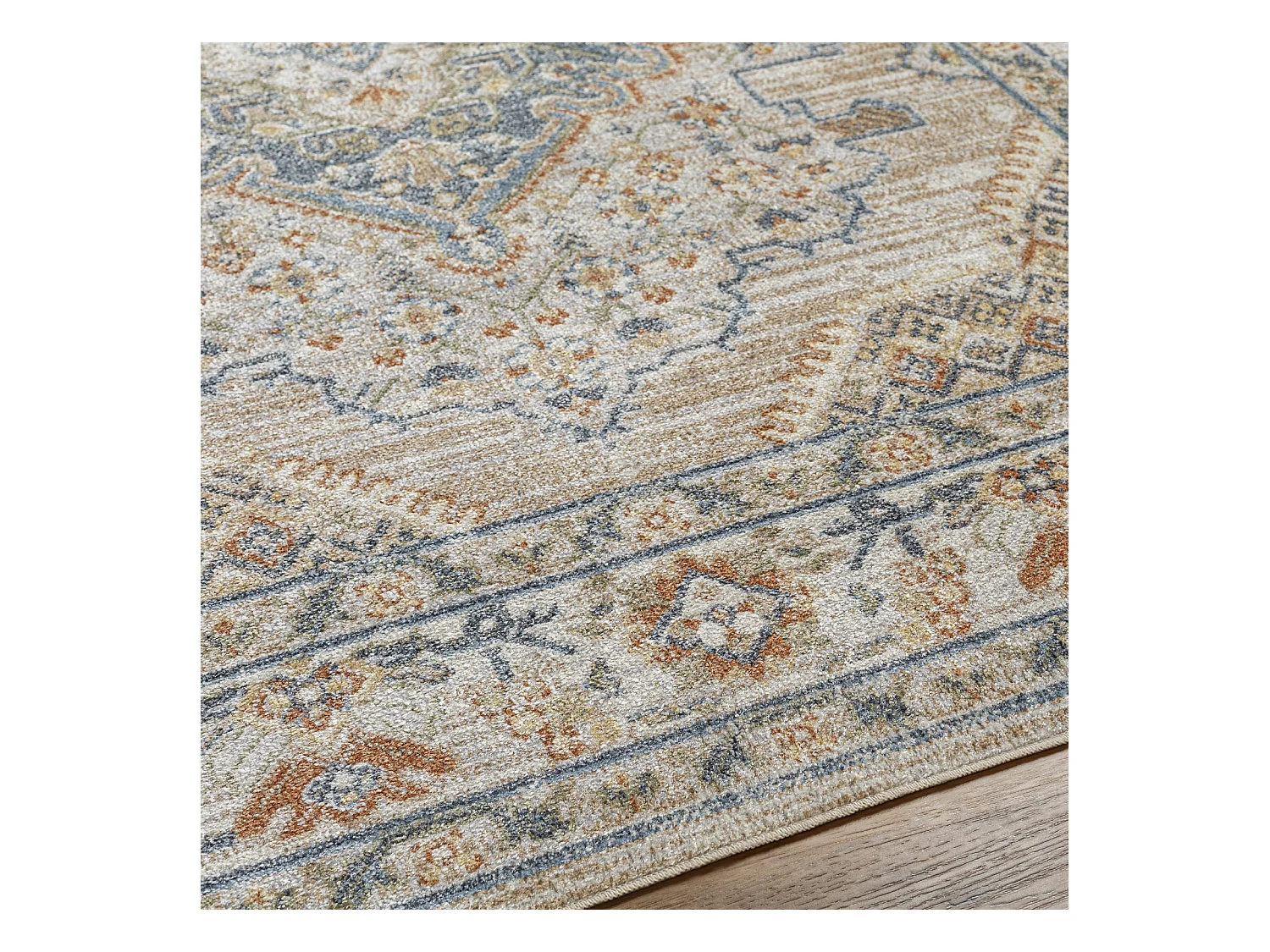 Afwasbaar Vintage Tapijt - Beige/Blauw - 160x213cm - MARION