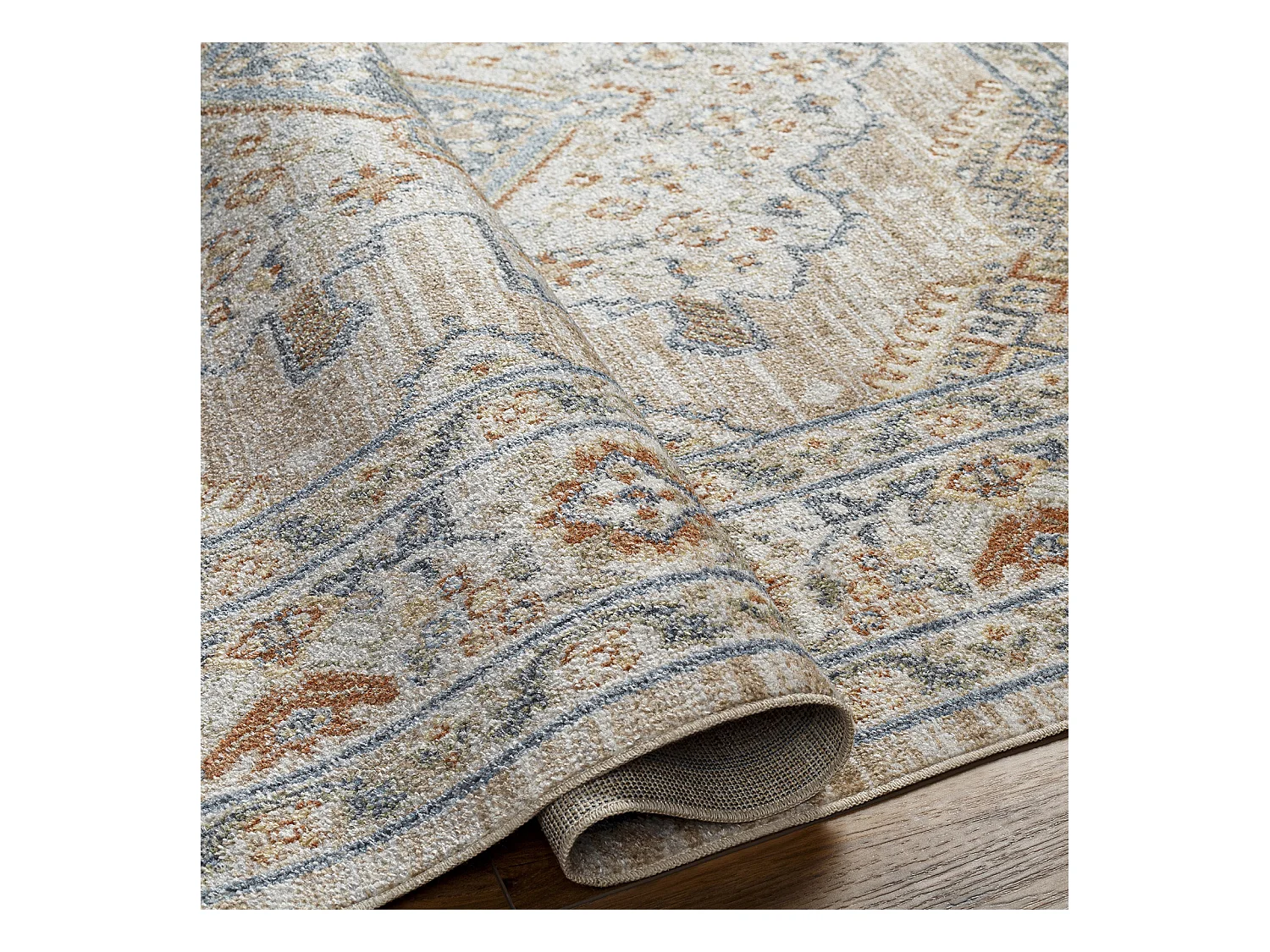 Afwasbaar Vintage Tapijt - Beige/Blauw - 160x213cm - MARION