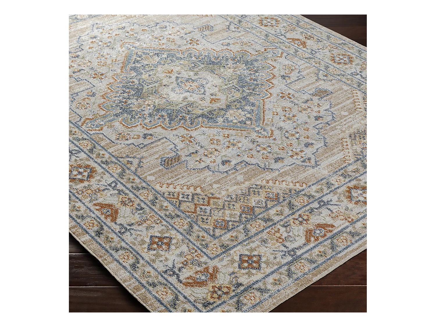 Afwasbaar Vintage Tapijt - Beige/Blauw - 160x213cm - MARION