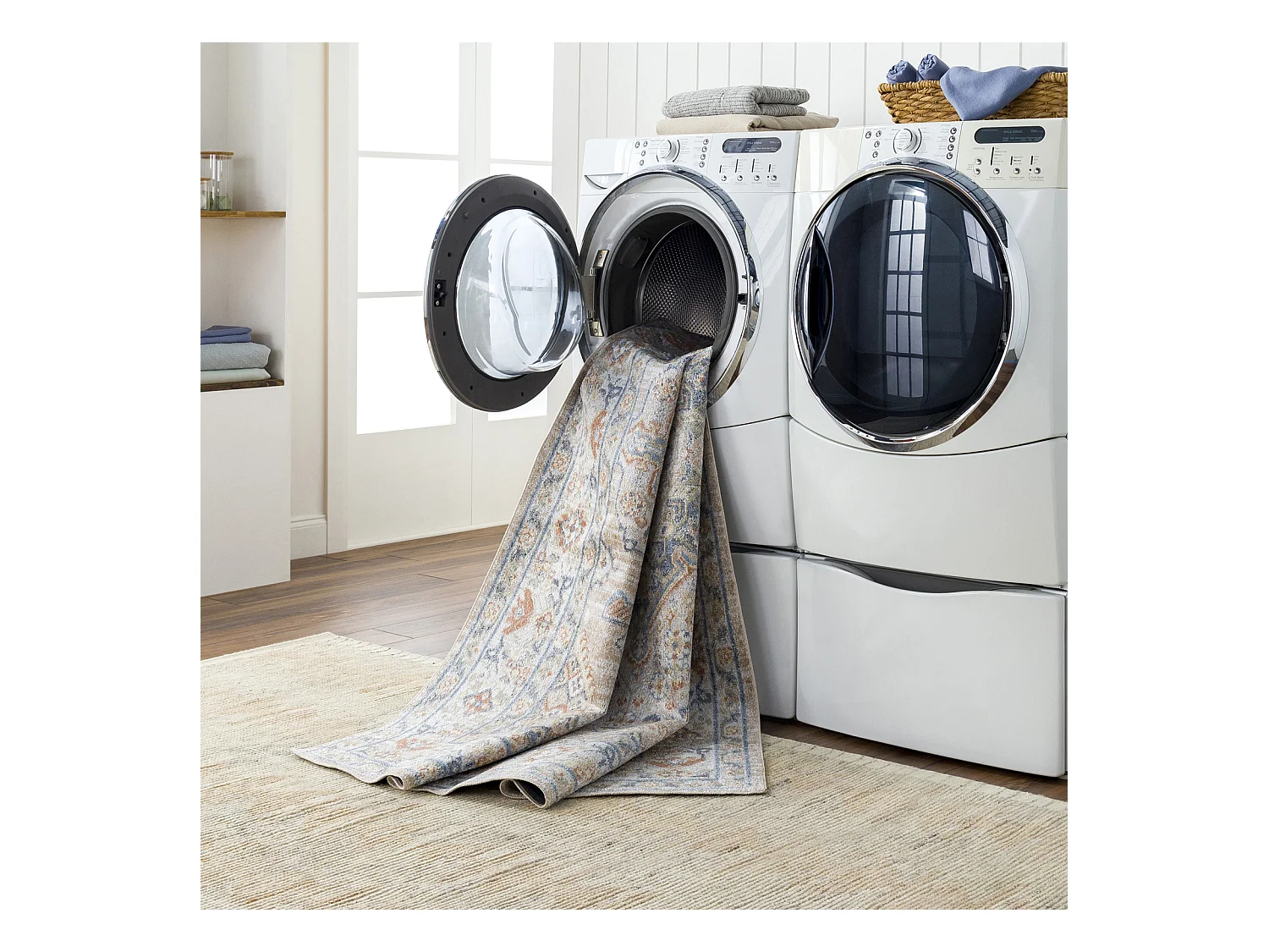 Afwasbaar Vintage Tapijt - Beige/Blauw - 160x213cm - MARION