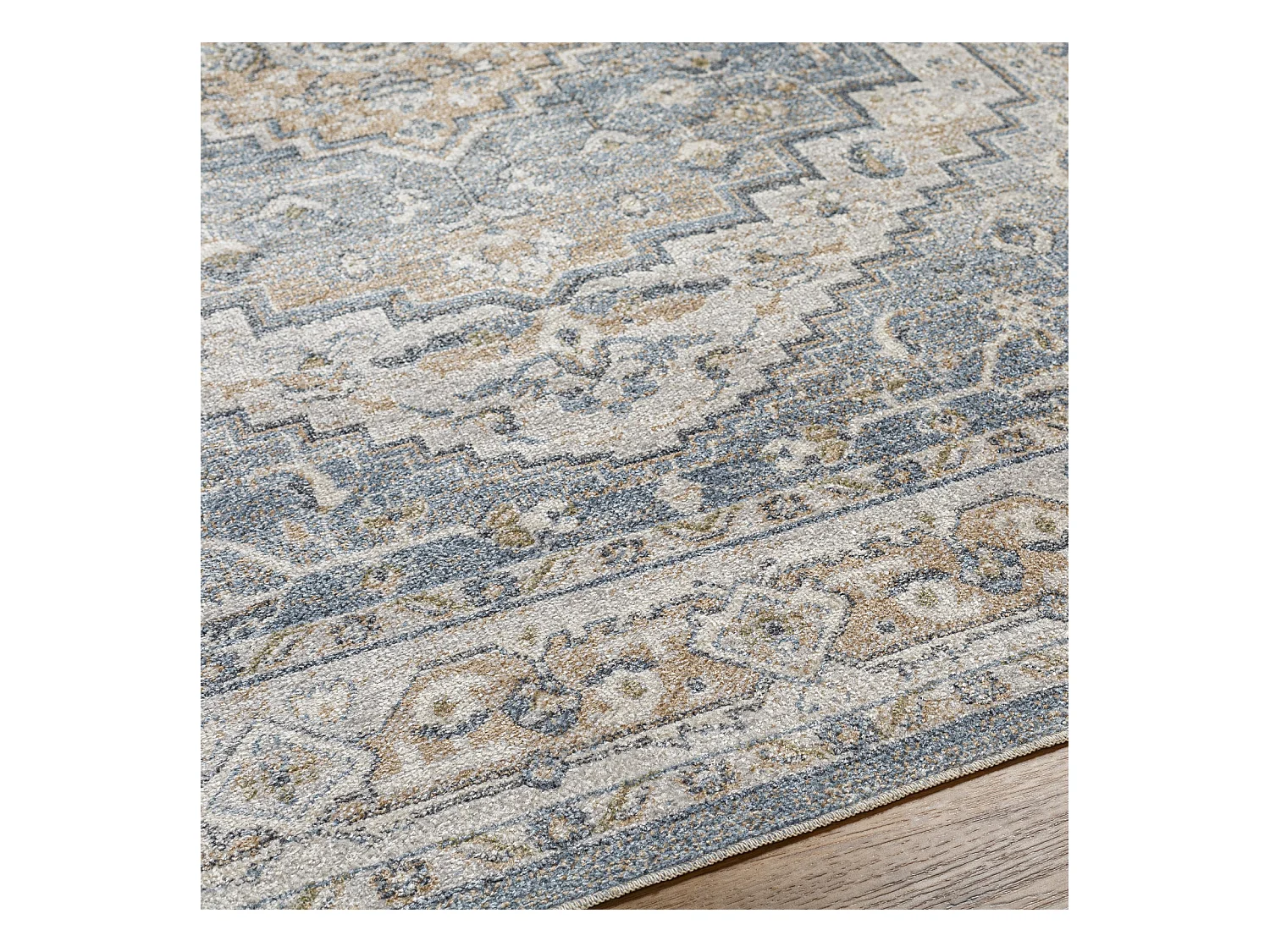 Tapis Vintage Lavable en Machine - Bleu/Gris - 160x213cm - JENNIFER