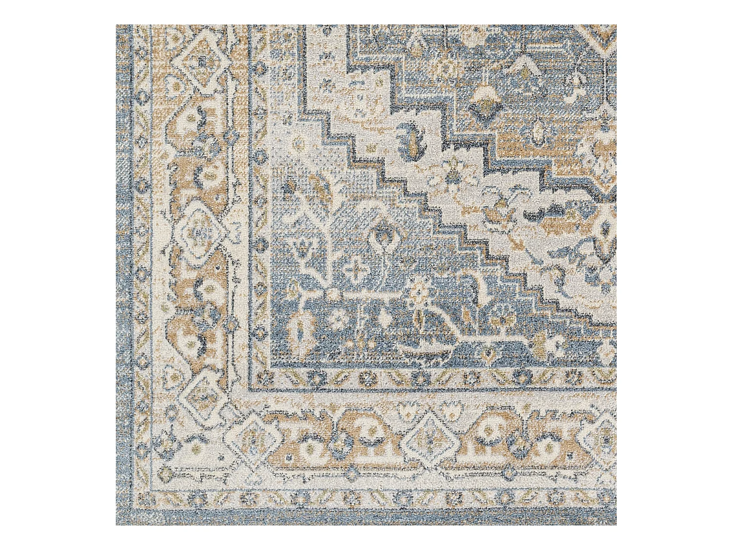 Tapis Vintage Lavable en Machine - Bleu/Gris - 160x213cm - JENNIFER