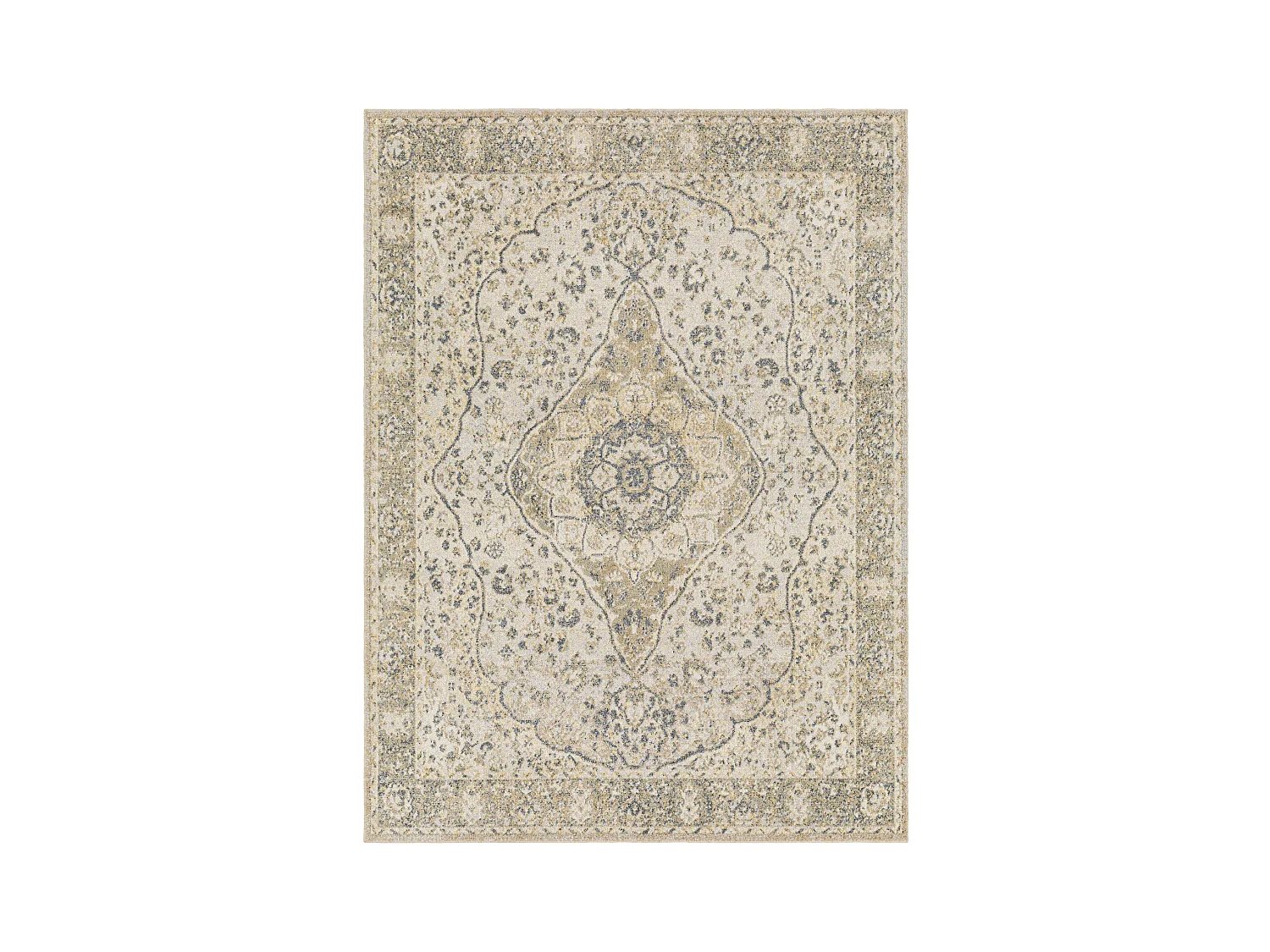 Tapis Vintage Lavable en Machine - Jaune/Ivoire - 160x213cm - CELINE
