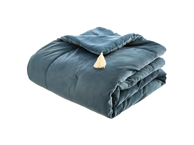 Edredon couverture en Velours Bleu 80 x 180 cm