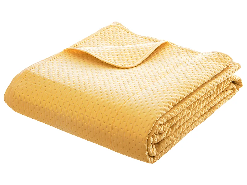 Dessus de lit Jaune moutarde 240 x 260 cm avec 2 Taies