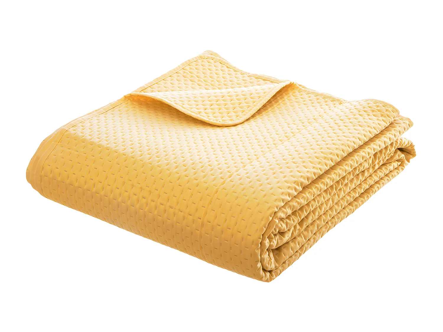 Dessus de lit Jaune moutarde 240 x 260 cm avec 2 Taies