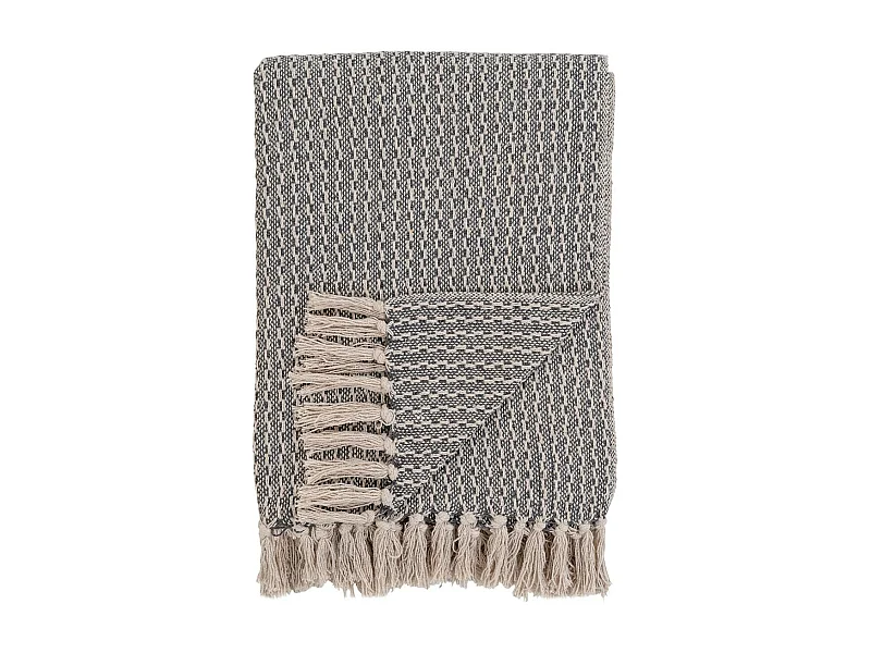 KAYLIE - Plaid 160x130cm Gris et Beige à Motifs Géométriques