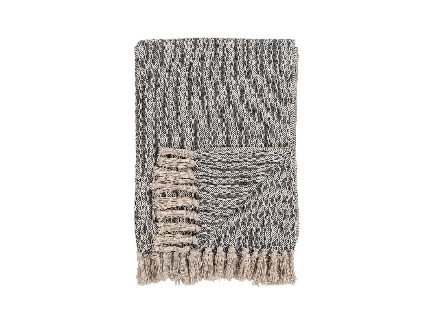 KAYLIE - Plaid 160x130cm Gris et Beige à Motifs Géométriques