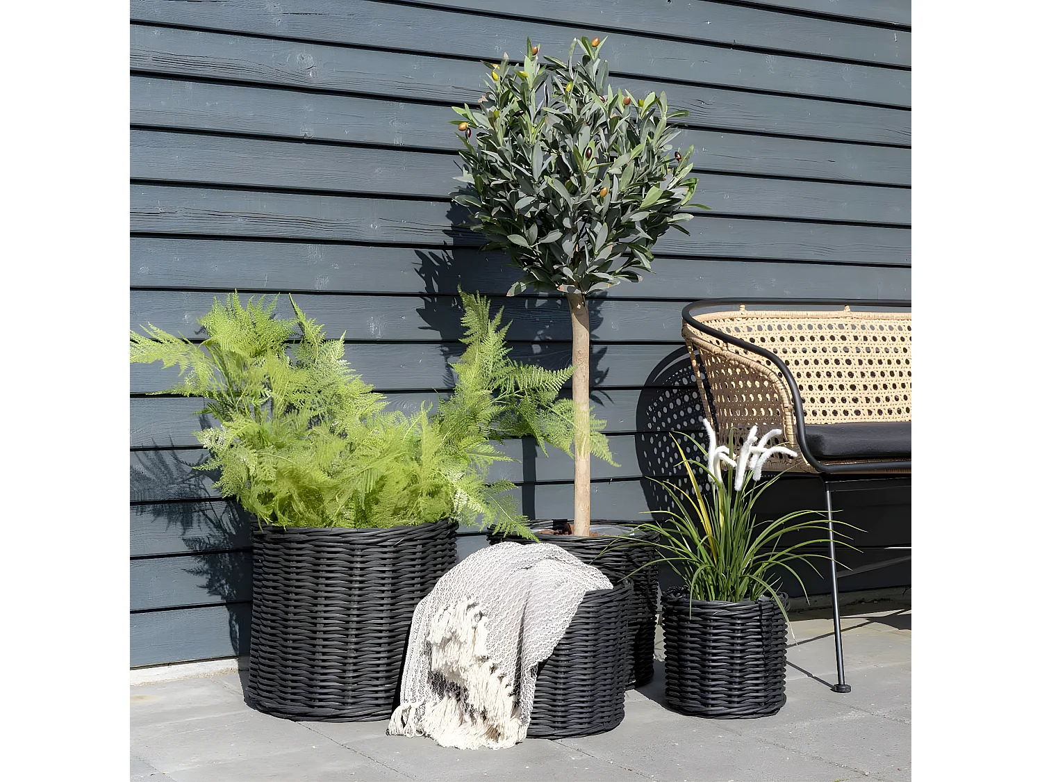 KAYLIE - Plaid 160x130cm Gris et Beige à Motifs Géométriques