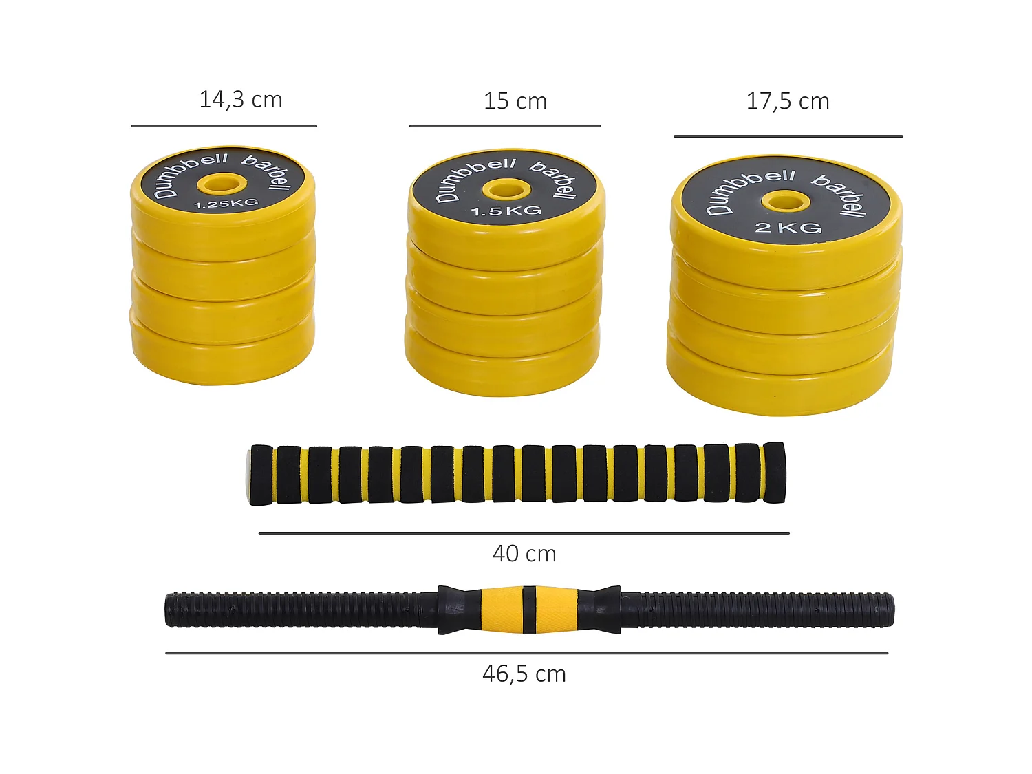 Ensemble d'haltères courtes ou longues 20 Kg - barre d'extension incluse - musculation réglable - entraînement musculaire & haltérophilie