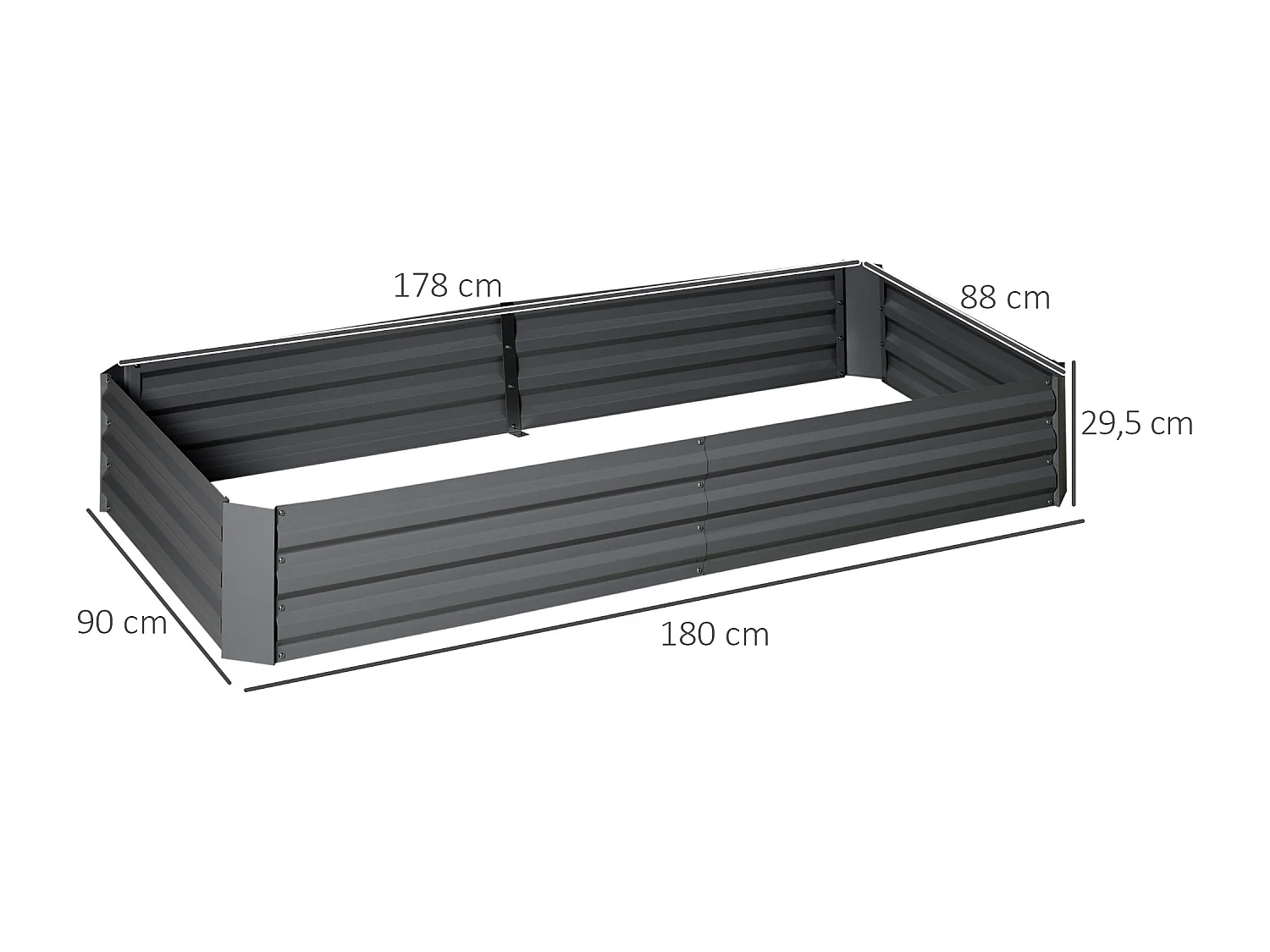 Carré potager de jardin avec tuteur modulable acier vert foncé - tôle d'acier ondulée gris clair