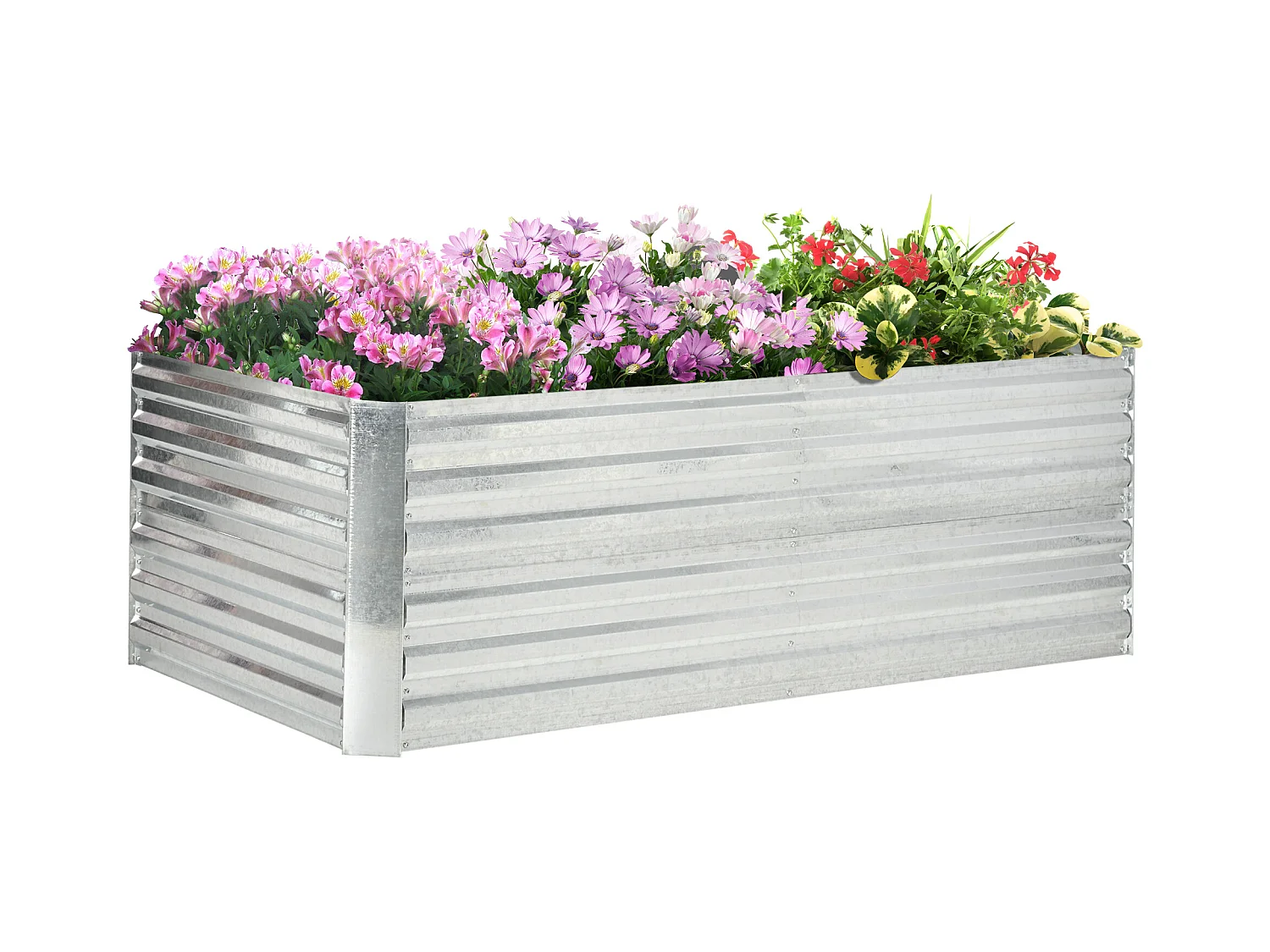 Carré potager de jardin renforcé - dim. 180L x 90l x 59H cm - tôle d'acier ondulée galvanisée