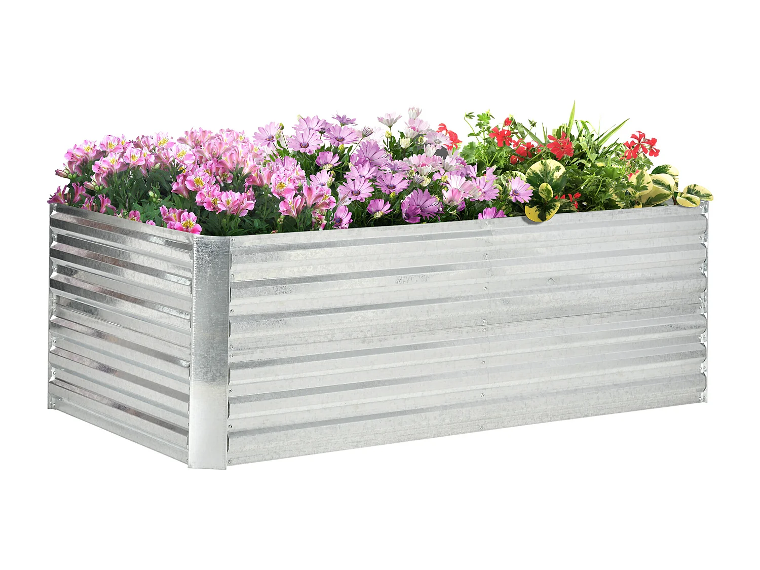 Carré potager de jardin renforcé - dim. 180L x 90l x 59H cm - tôle d'acier ondulée galvanisée