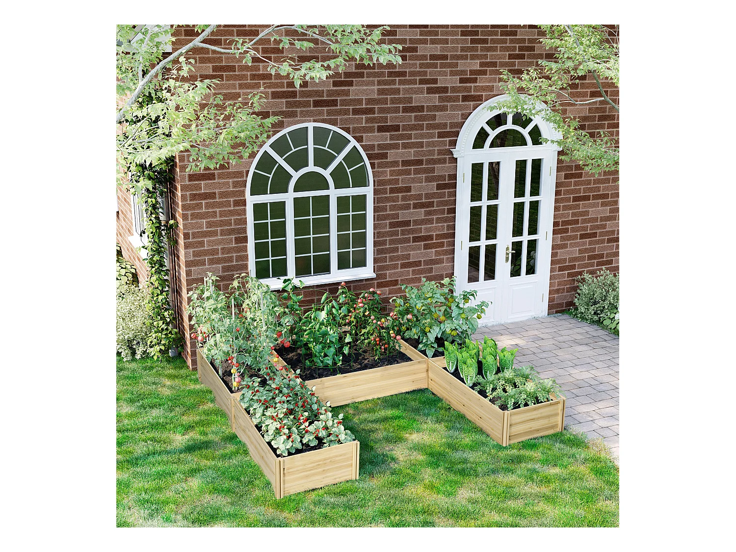 Lot de 5 jardinières - ensemble de 5 carrés potagers - forme personnalisable - bois de sapin pré-huilé