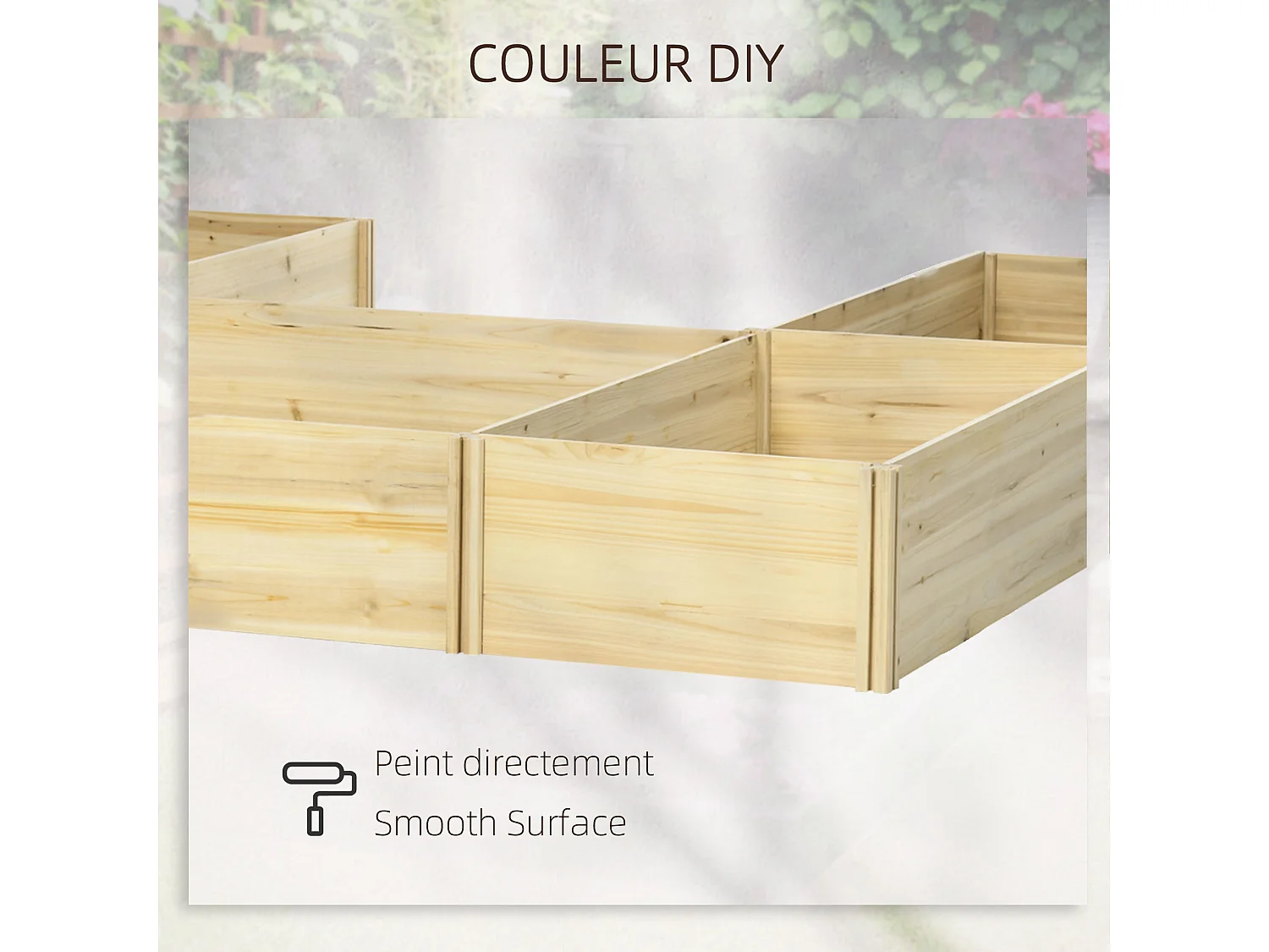 Lot de 5 jardinières - ensemble de 5 carrés potagers - forme personnalisable - bois de sapin pré-huilé