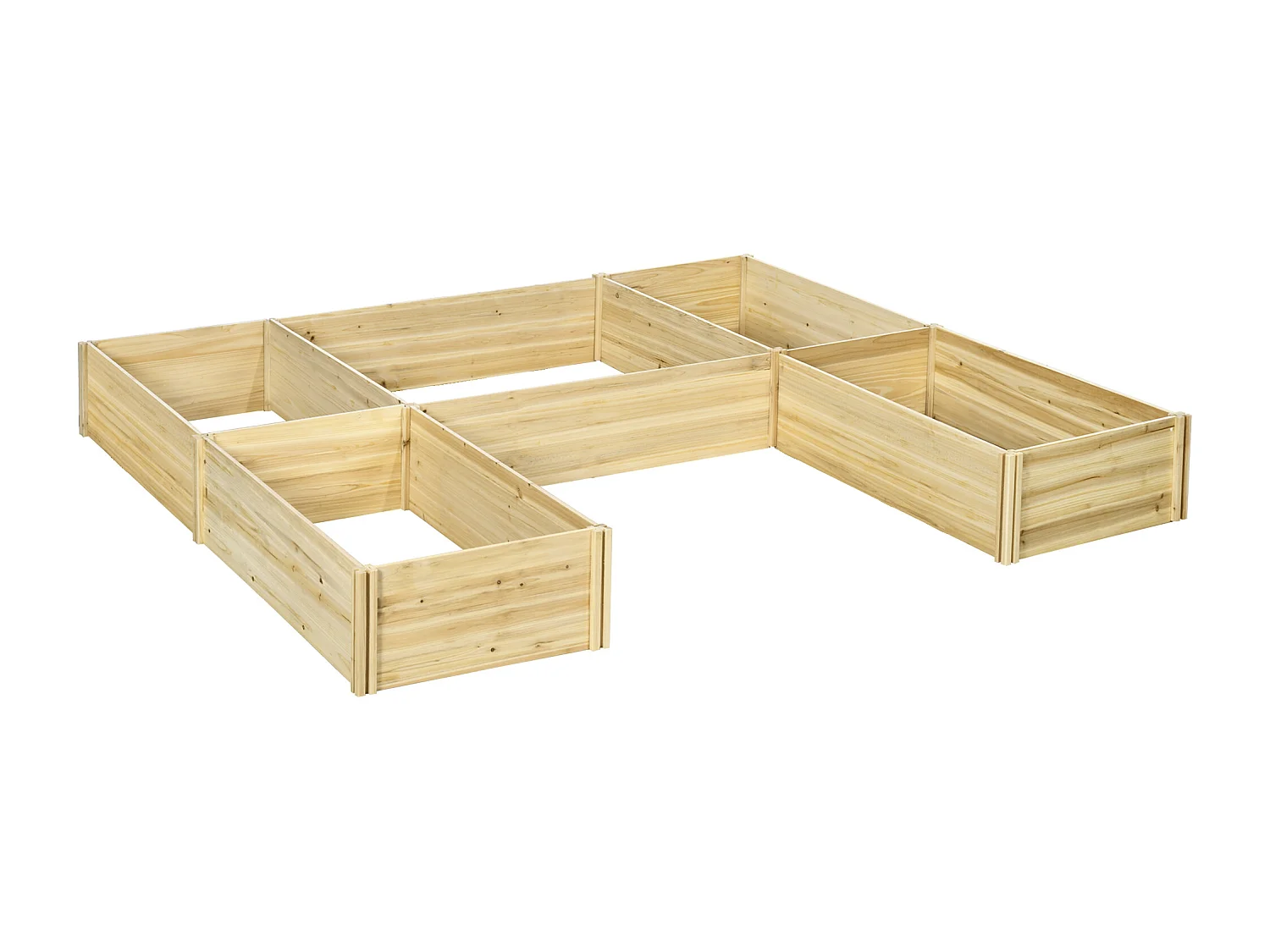 Lot de 5 jardinières - ensemble de 5 carrés potagers - forme personnalisable - bois de sapin pré-huilé