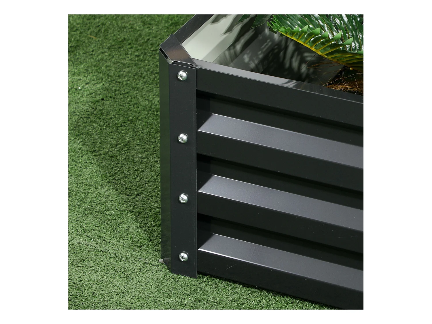 Jardinière carré potager 2 étages dim. 120L x 101l x 58H cm tôle d'acier ondulée gris foncé