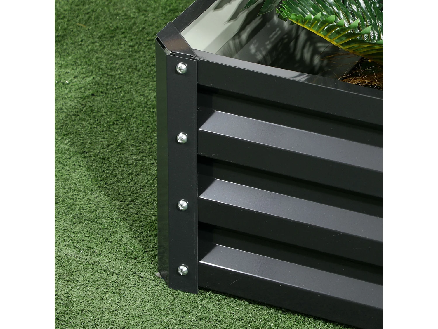 Jardinière carré potager 2 étages dim. 120L x 101l x 58H cm tôle d'acier ondulée gris foncé