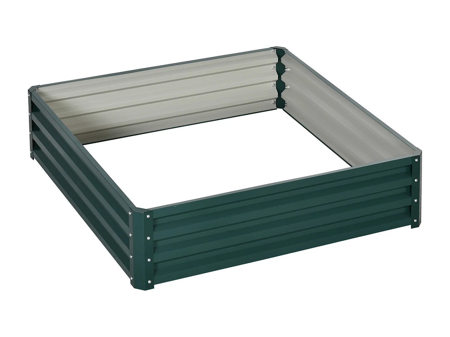 Carré potager de jardin dim. 120L x 120l x 30H cm tôle d'acier ondulée vert foncé