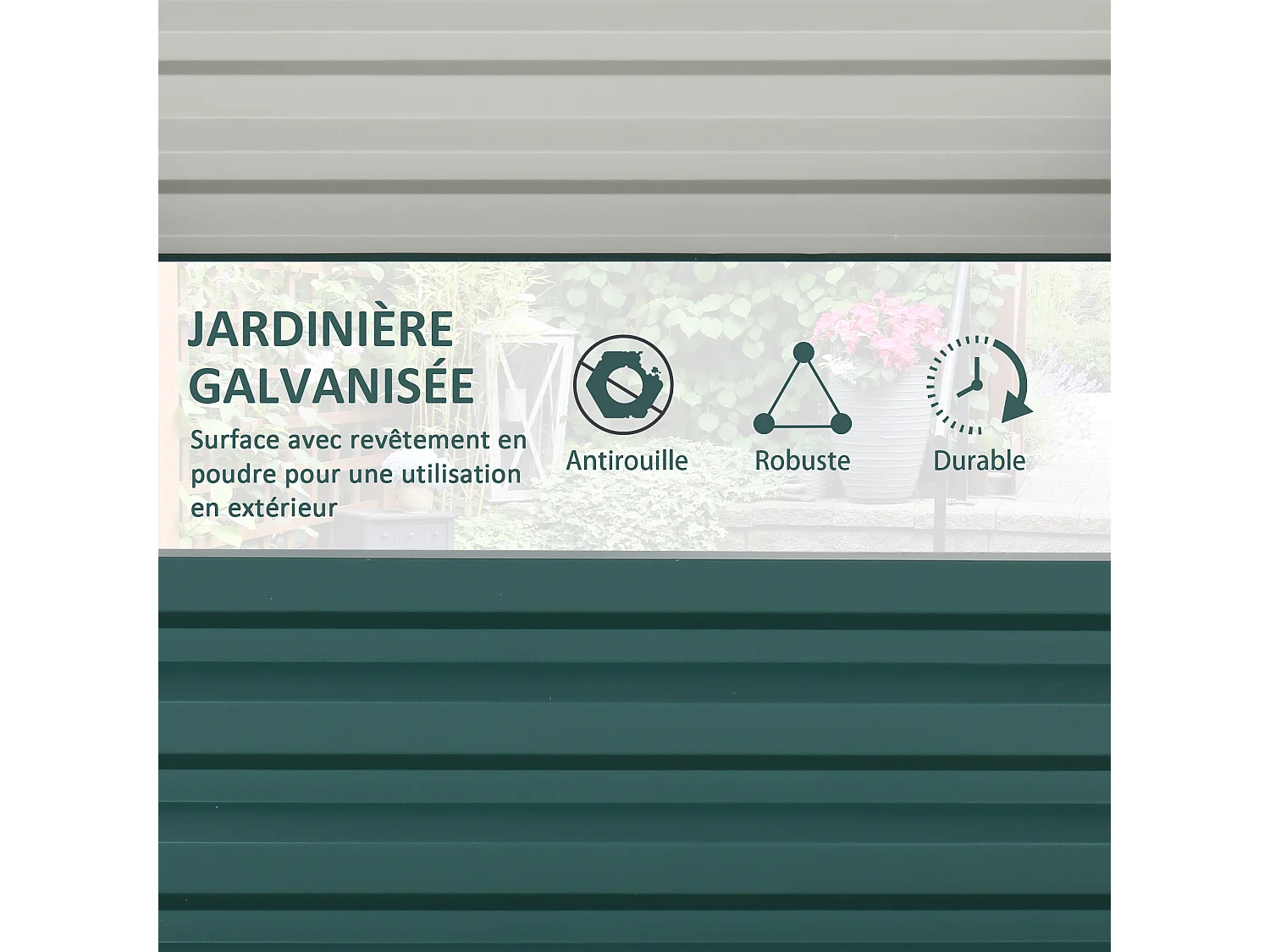 Carré potager de jardin dim. 120L x 120l x 30H cm tôle d'acier ondulée vert foncé