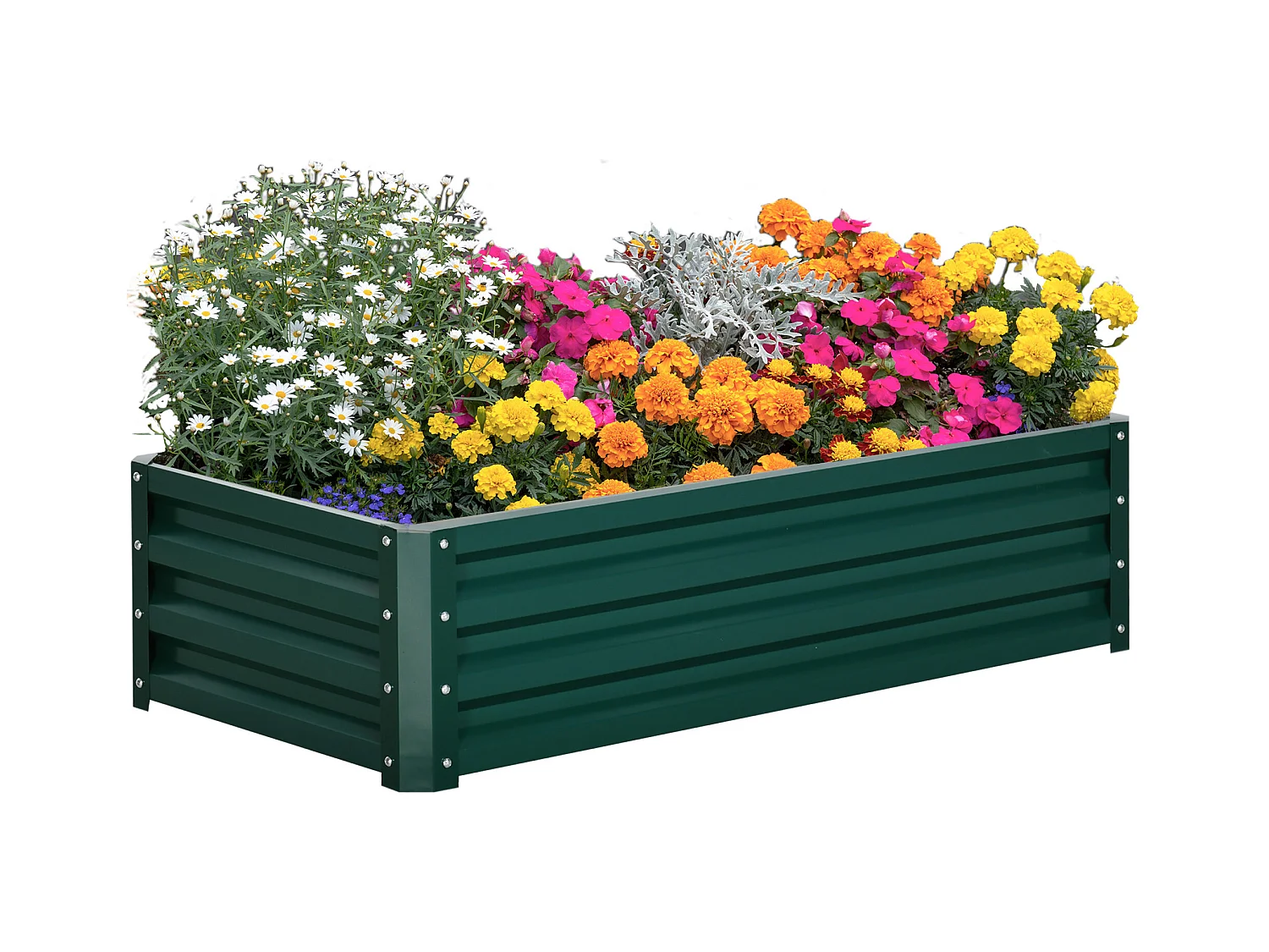 Carré potager de jardin dim. 120L x 60l x 30H cm tôle d'acier ondulée vert