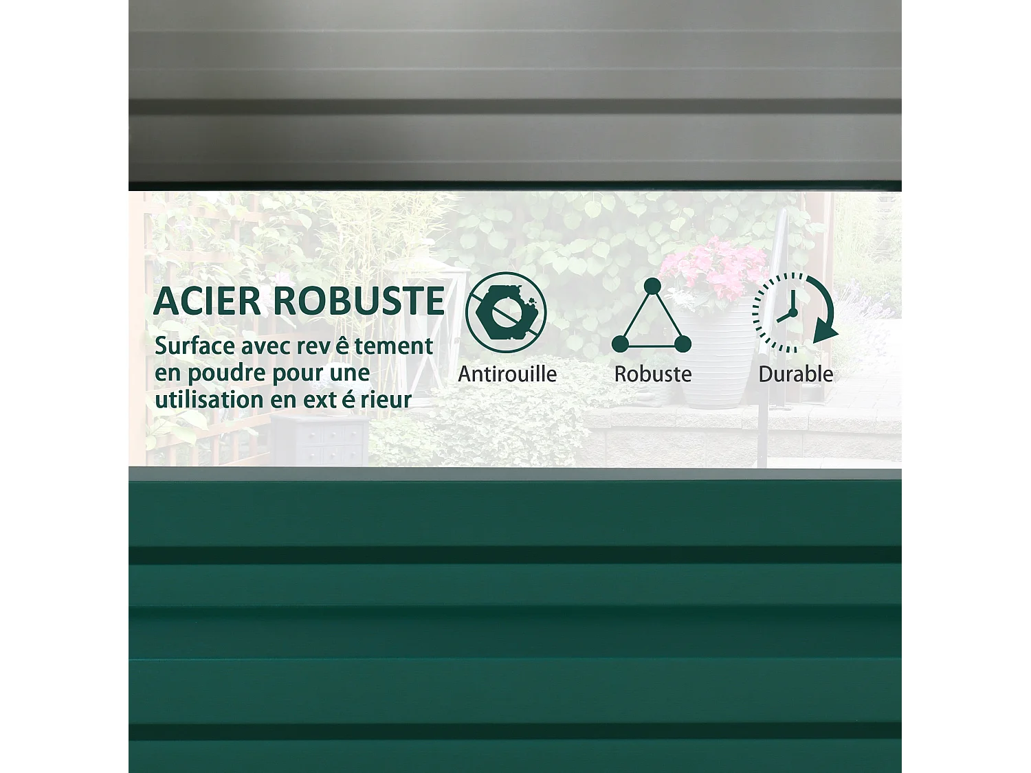 Carré potager de jardin dim. 120L x 60l x 30H cm tôle d'acier ondulée vert