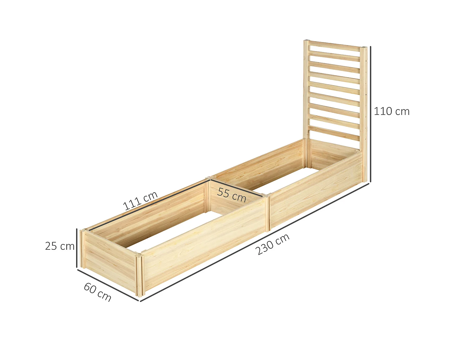 Lot de 2 jardinières avec treillis - ensemble de 2 carrés potagers - bois de sapin pré-huilé