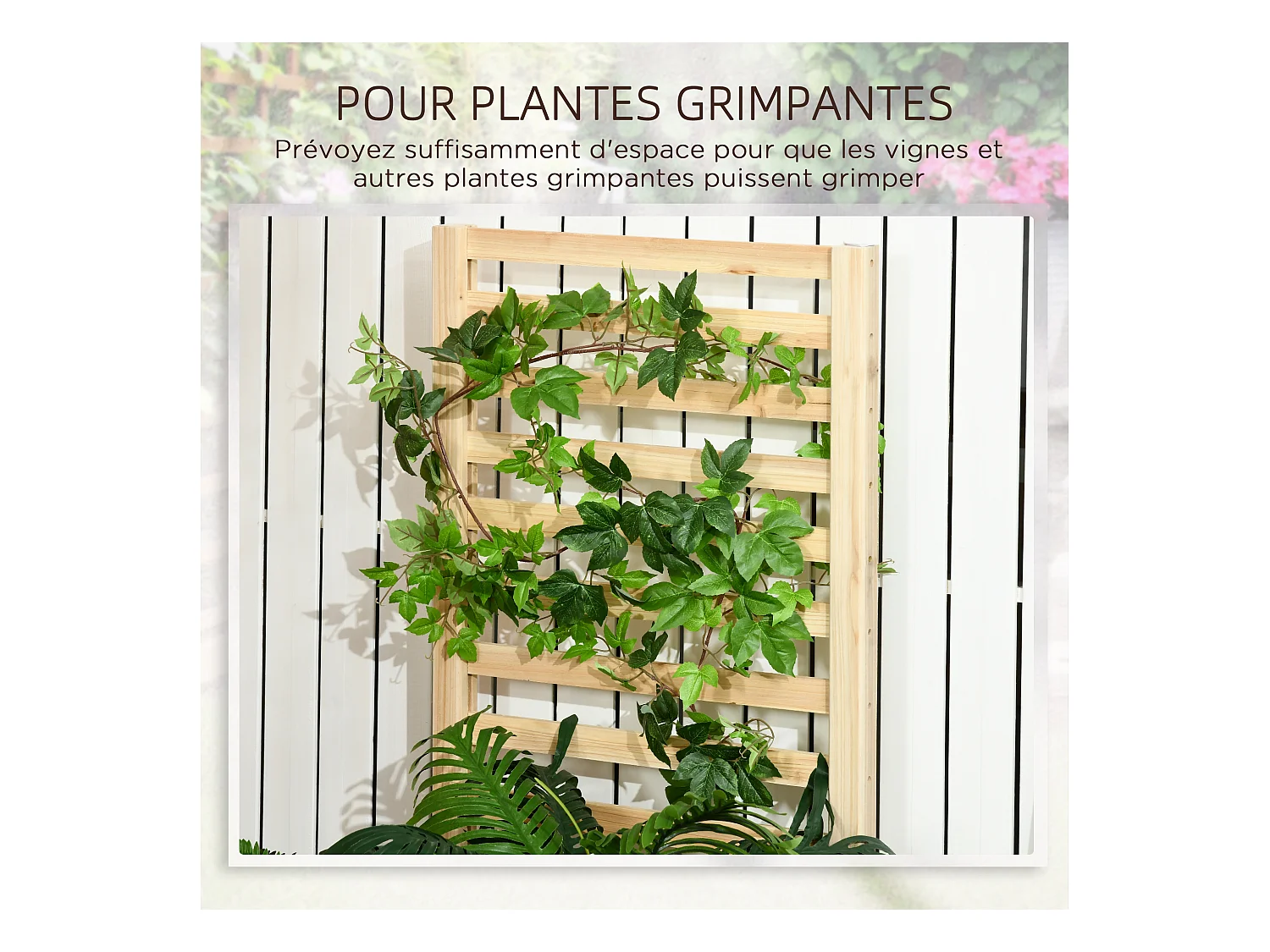 Lot de 2 jardinières avec treillis - ensemble de 2 carrés potagers - bois de sapin pré-huilé
