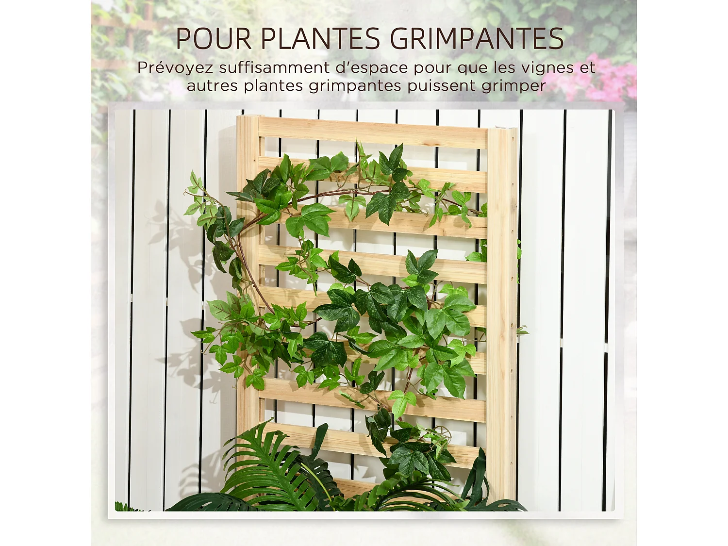 Lot de 2 jardinières avec treillis - ensemble de 2 carrés potagers - bois de sapin pré-huilé