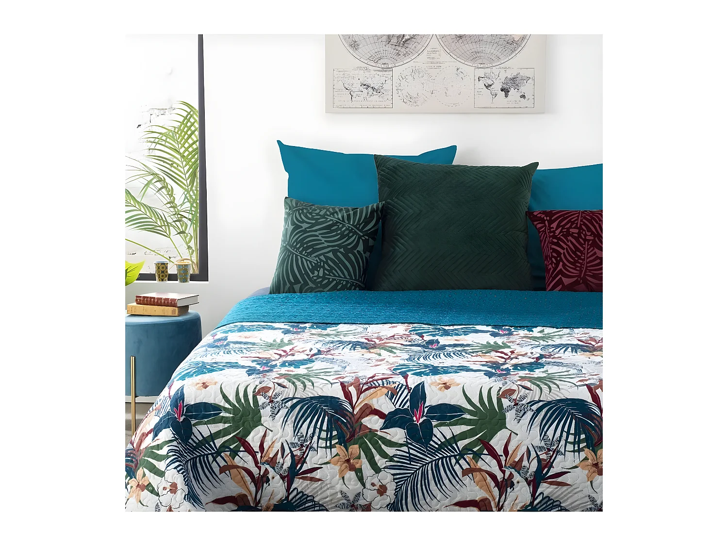 Dessus de lit réversible imprimé Jungle 240 x 220 cm